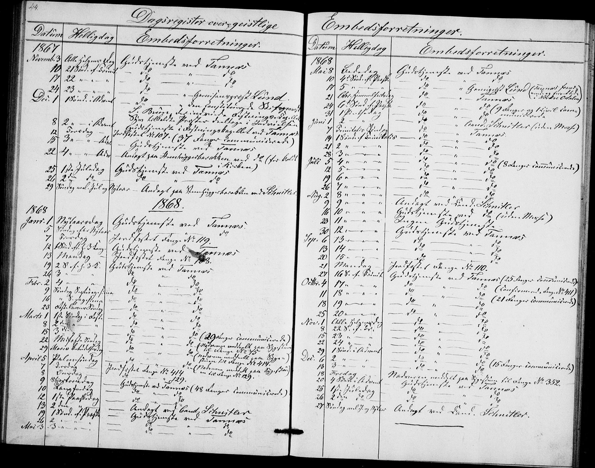 Akershus festnings slaveri Kirkebøker, SAO/A-10841/F/Fa/L0002: Parish register (official) no. 2, 1852-1883, p. 44