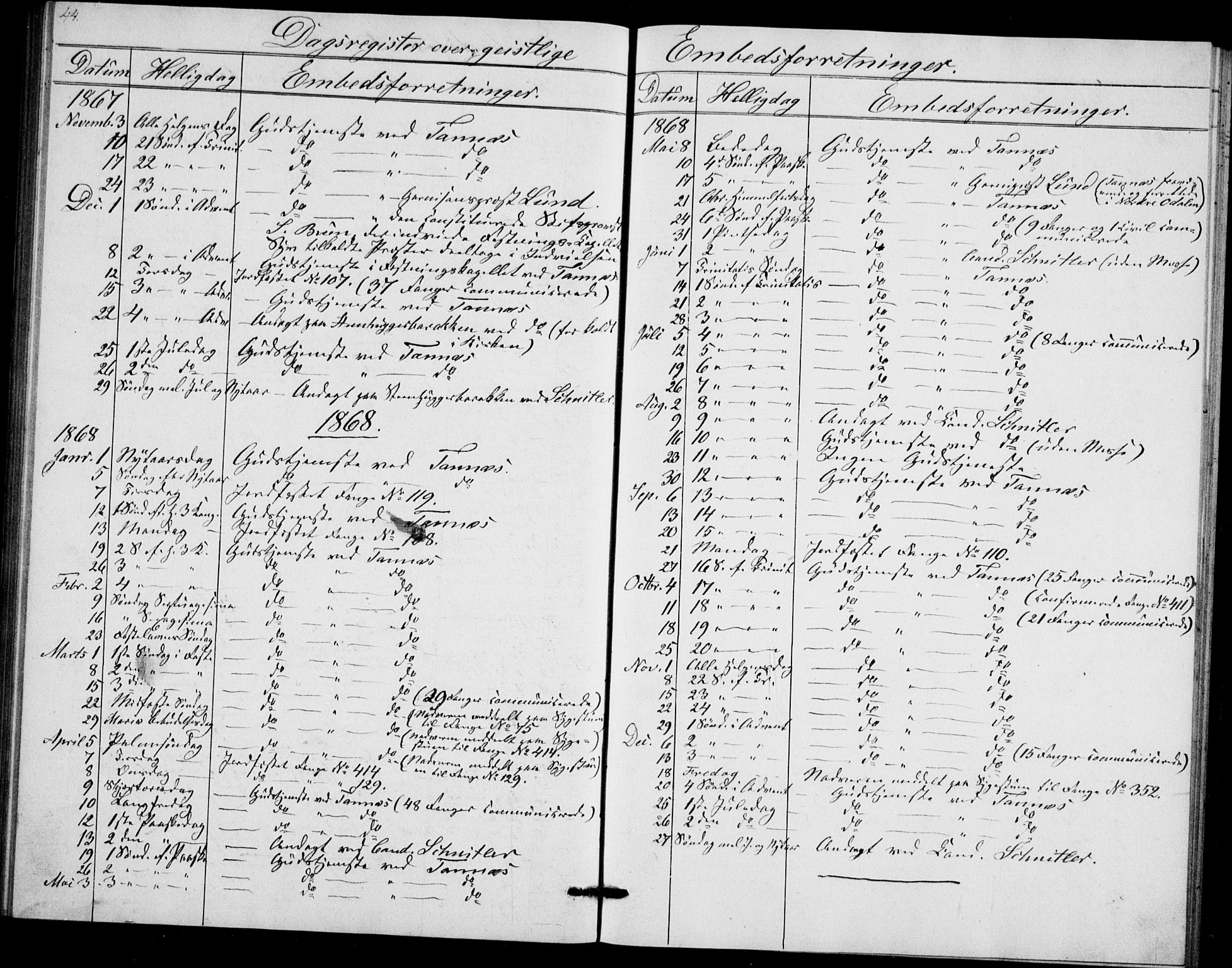 Akershus festnings slaveri Kirkebøker, AV/SAO-A-10841/F/Fa/L0002: Parish register (official) no. 2, 1852-1883, p. 44