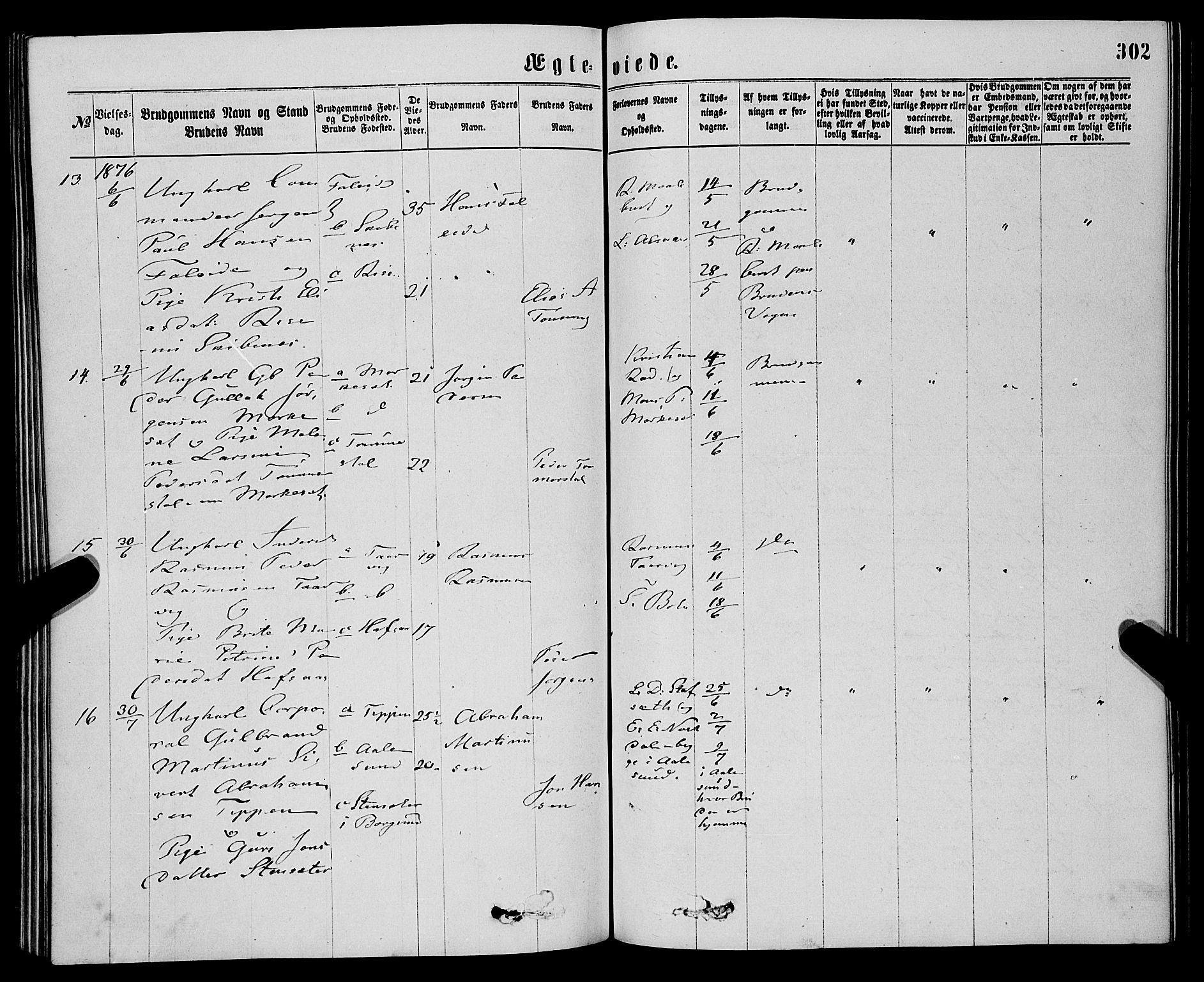 Eid sokneprestembete, AV/SAB-A-82301/H/Haa/Haaa/L0010: Parish register (official) no. A 10, 1867-1878, p. 302