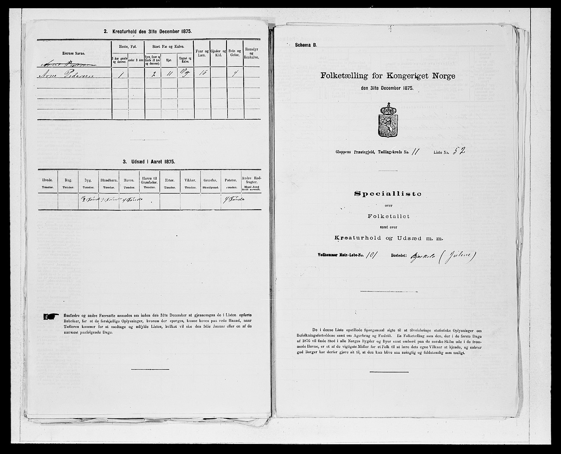 SAB, 1875 Census for 1445P Gloppen, 1875, p. 1289