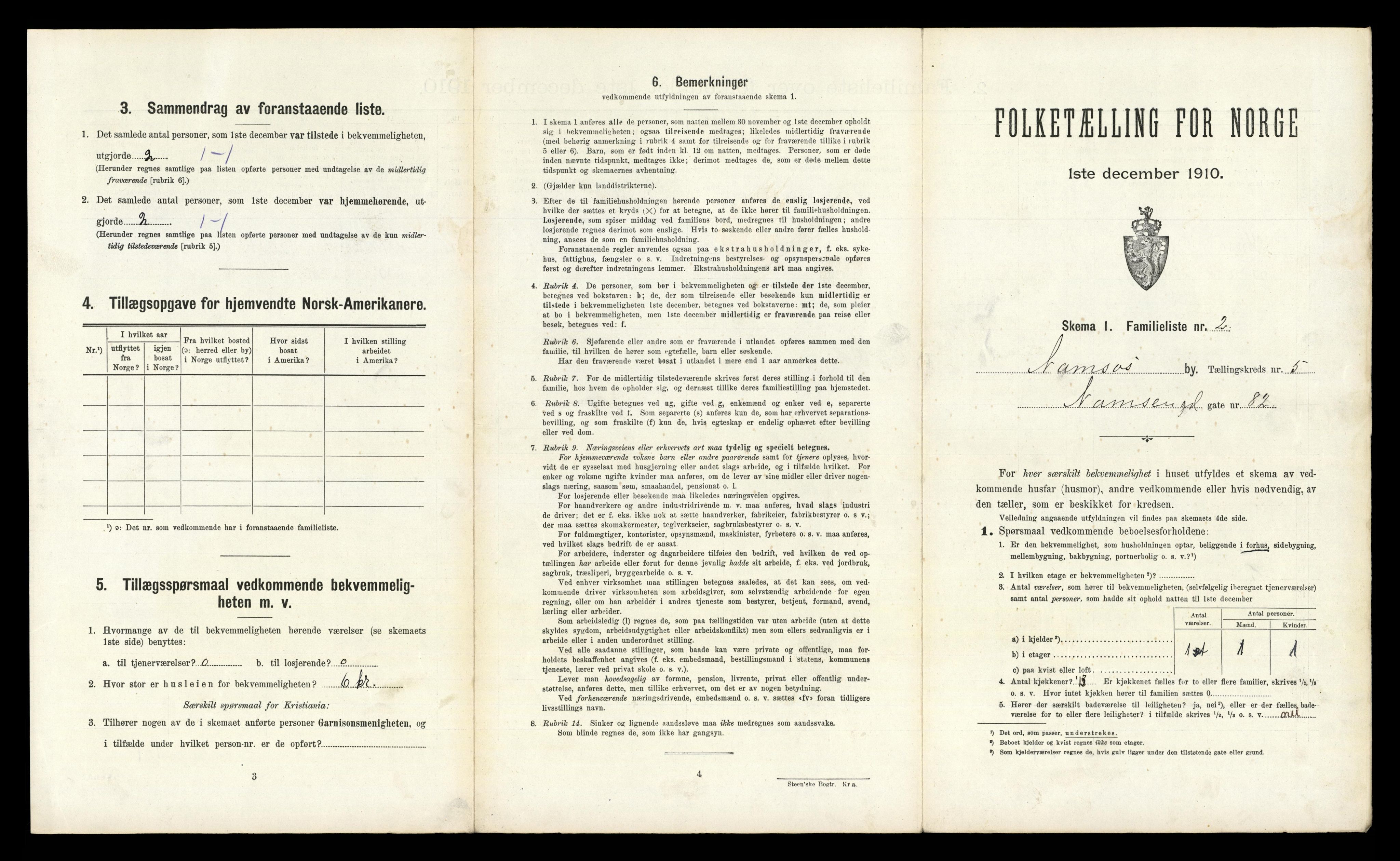 RA, 1910 census for Namsos, 1910, p. 1306