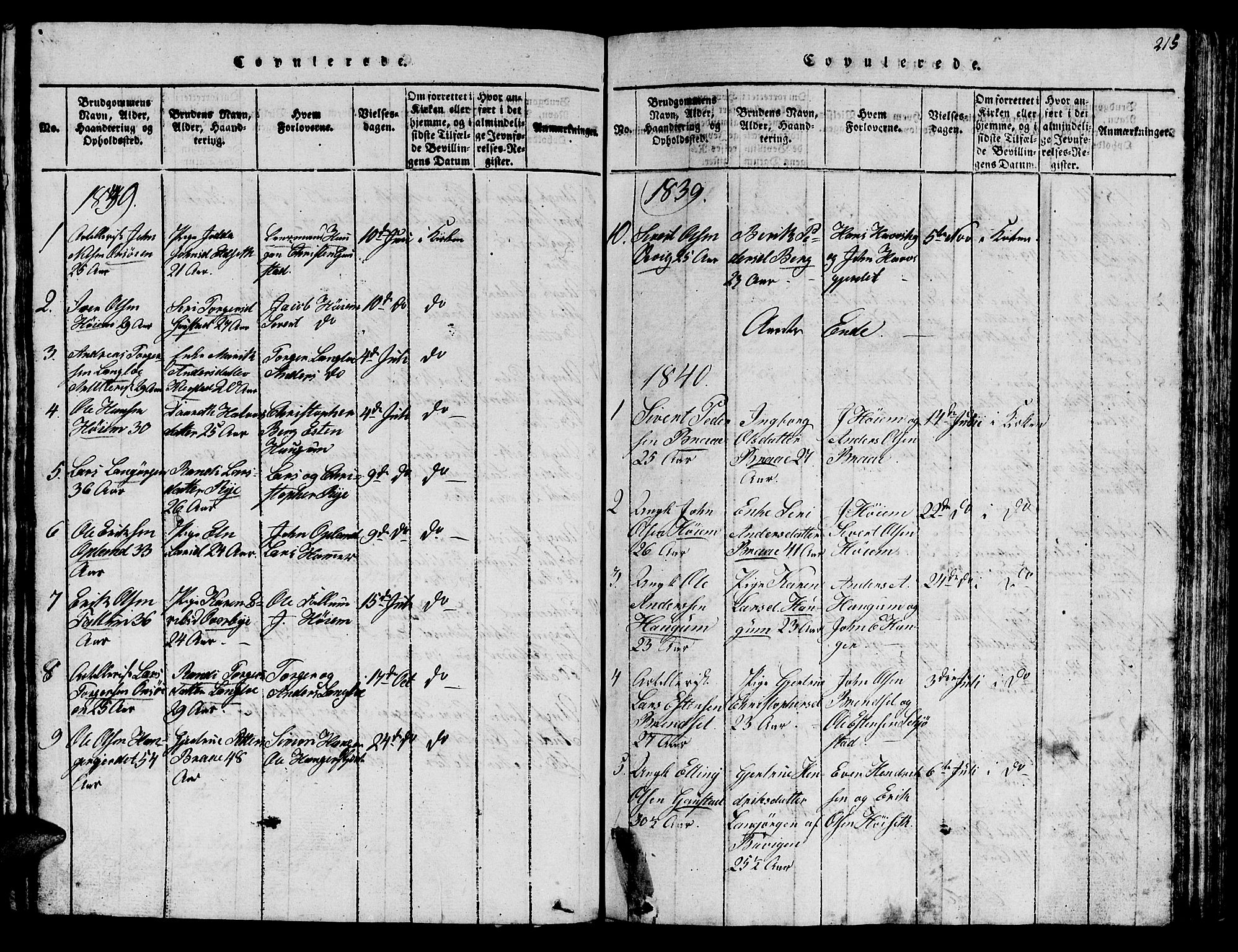 Ministerialprotokoller, klokkerbøker og fødselsregistre - Sør-Trøndelag, SAT/A-1456/612/L0385: Parish register (copy) no. 612C01, 1816-1845, p. 215