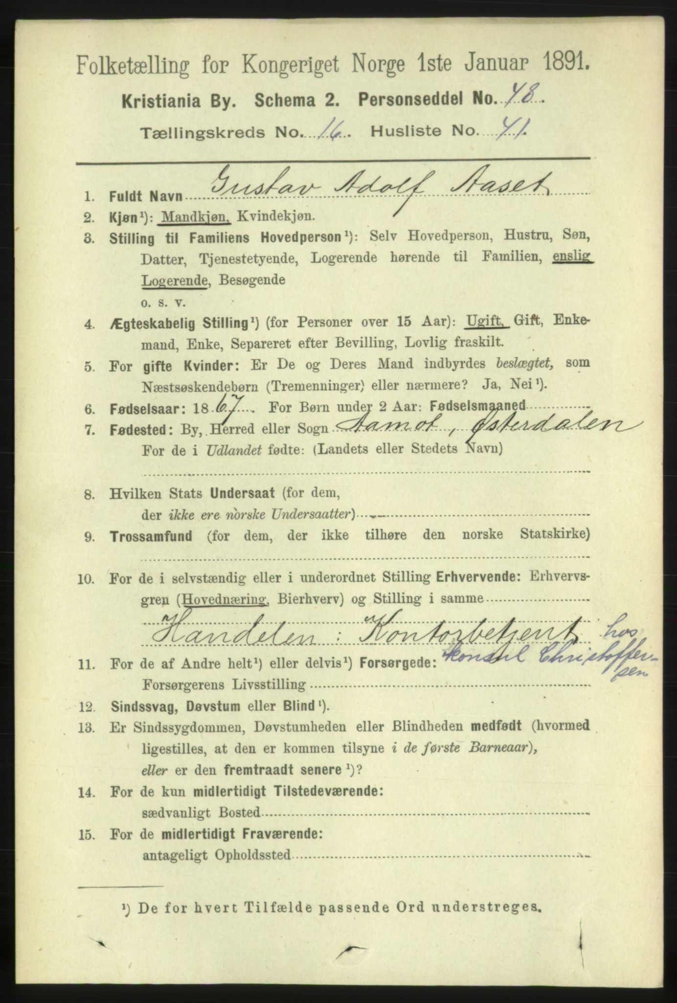 RA, 1891 census for 0301 Kristiania, 1891, p. 8036