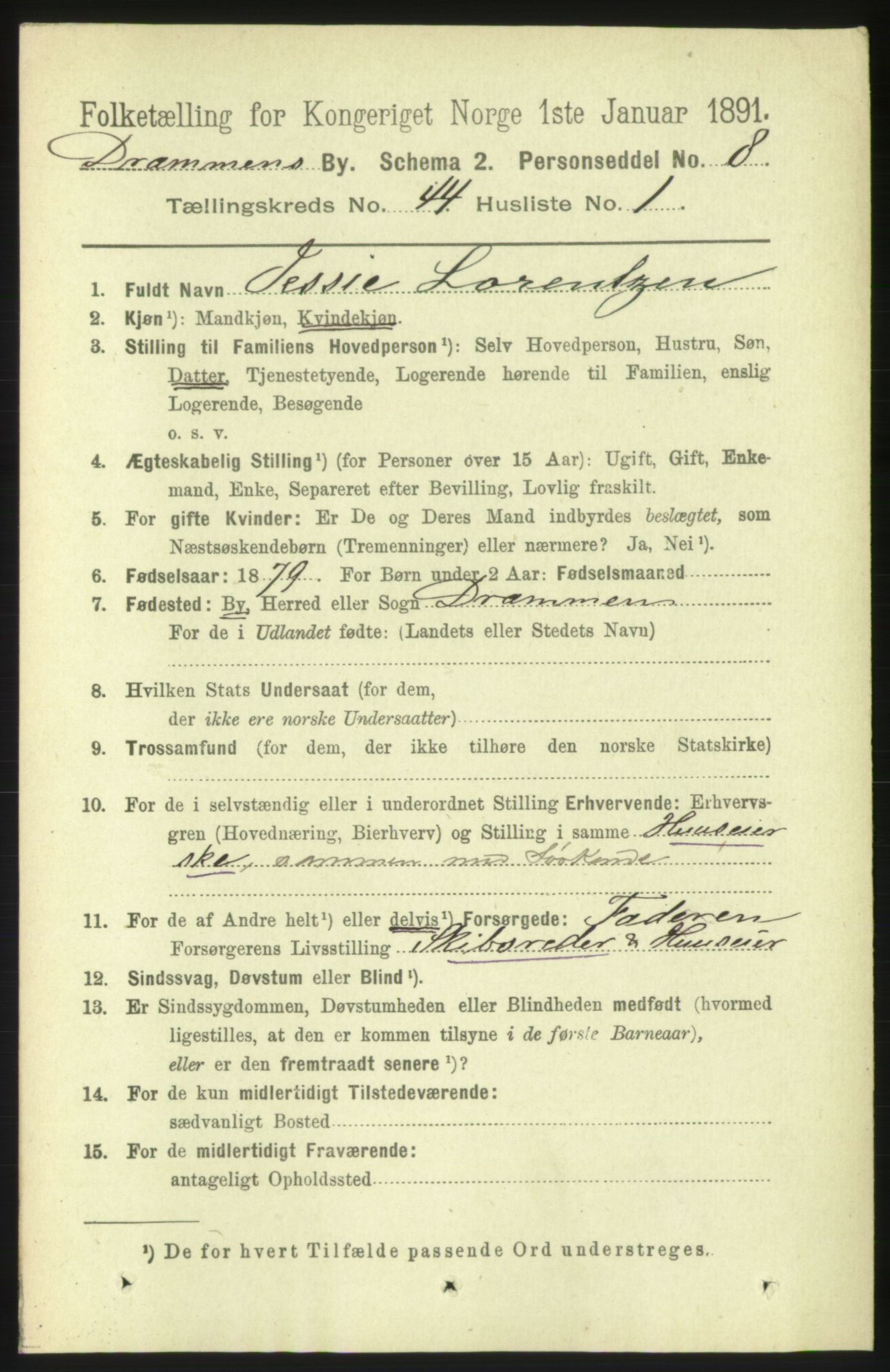 RA, 1891 census for 0602 Drammen, 1891, p. 25403