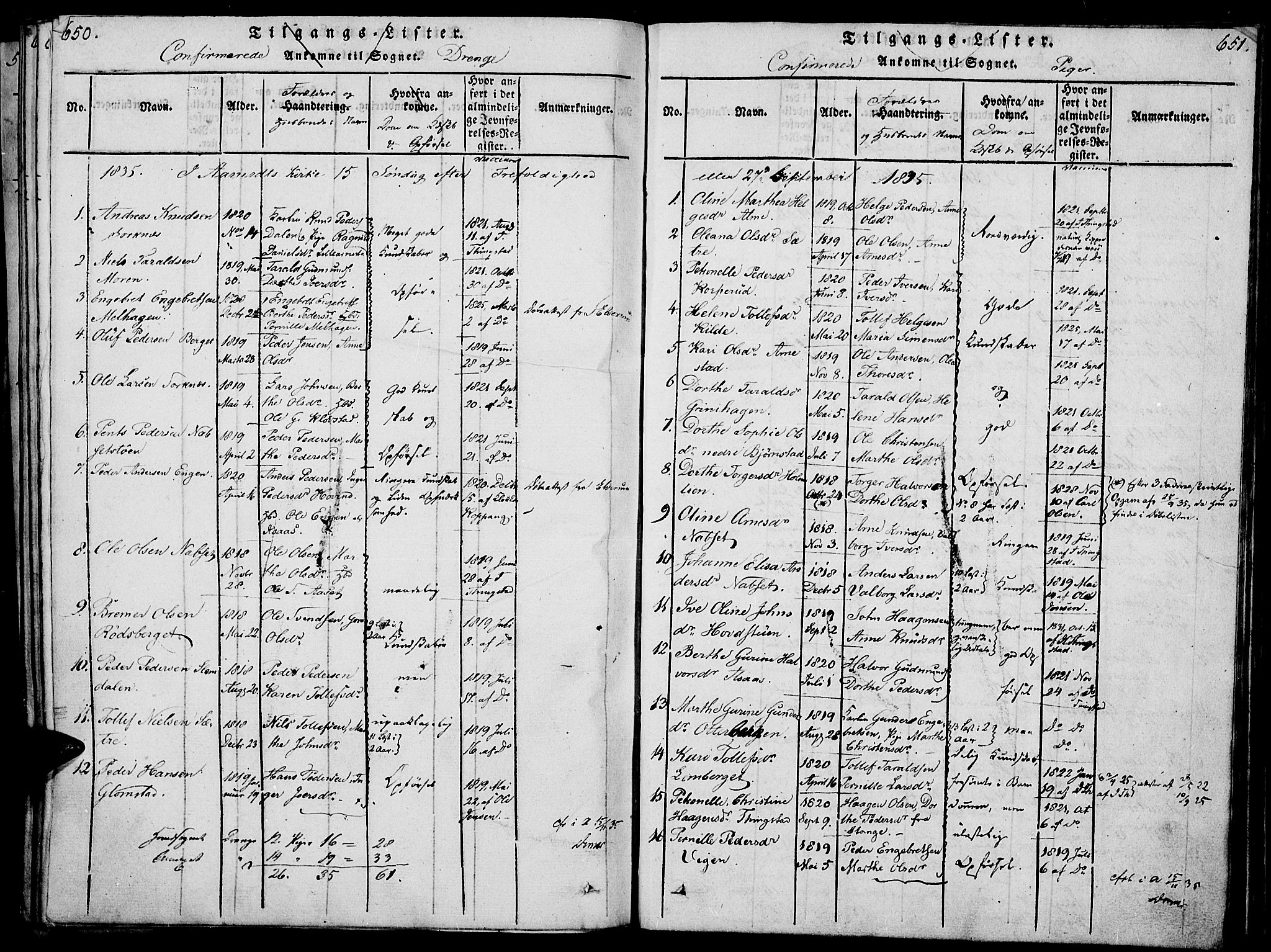 Åmot prestekontor, Hedmark, SAH/PREST-056/H/Ha/Haa/L0005: Parish register (official) no. 5, 1815-1841, p. 650-651