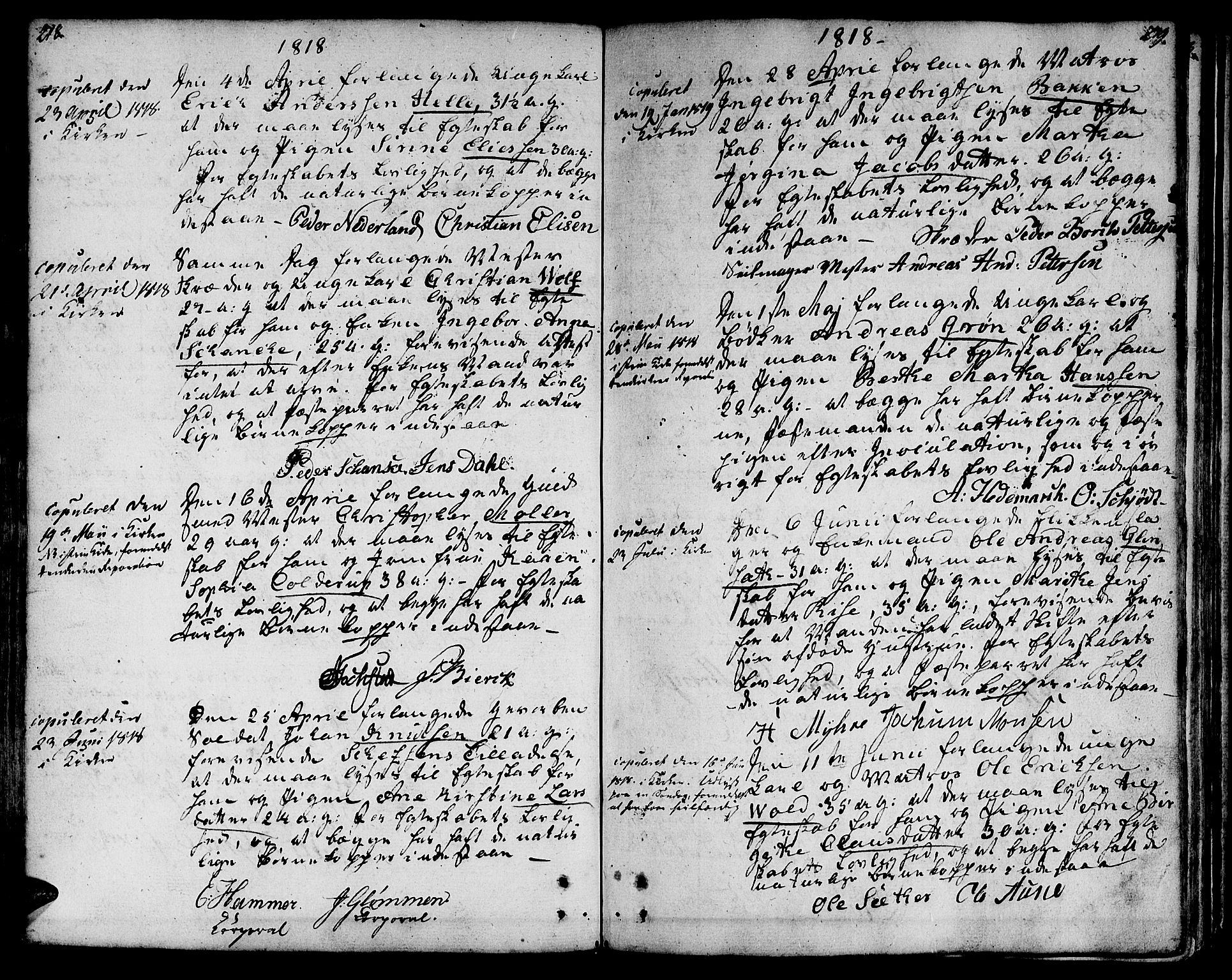 Ministerialprotokoller, klokkerbøker og fødselsregistre - Sør-Trøndelag, SAT/A-1456/601/L0042: Parish register (official) no. 601A10, 1802-1830, p. 218-219