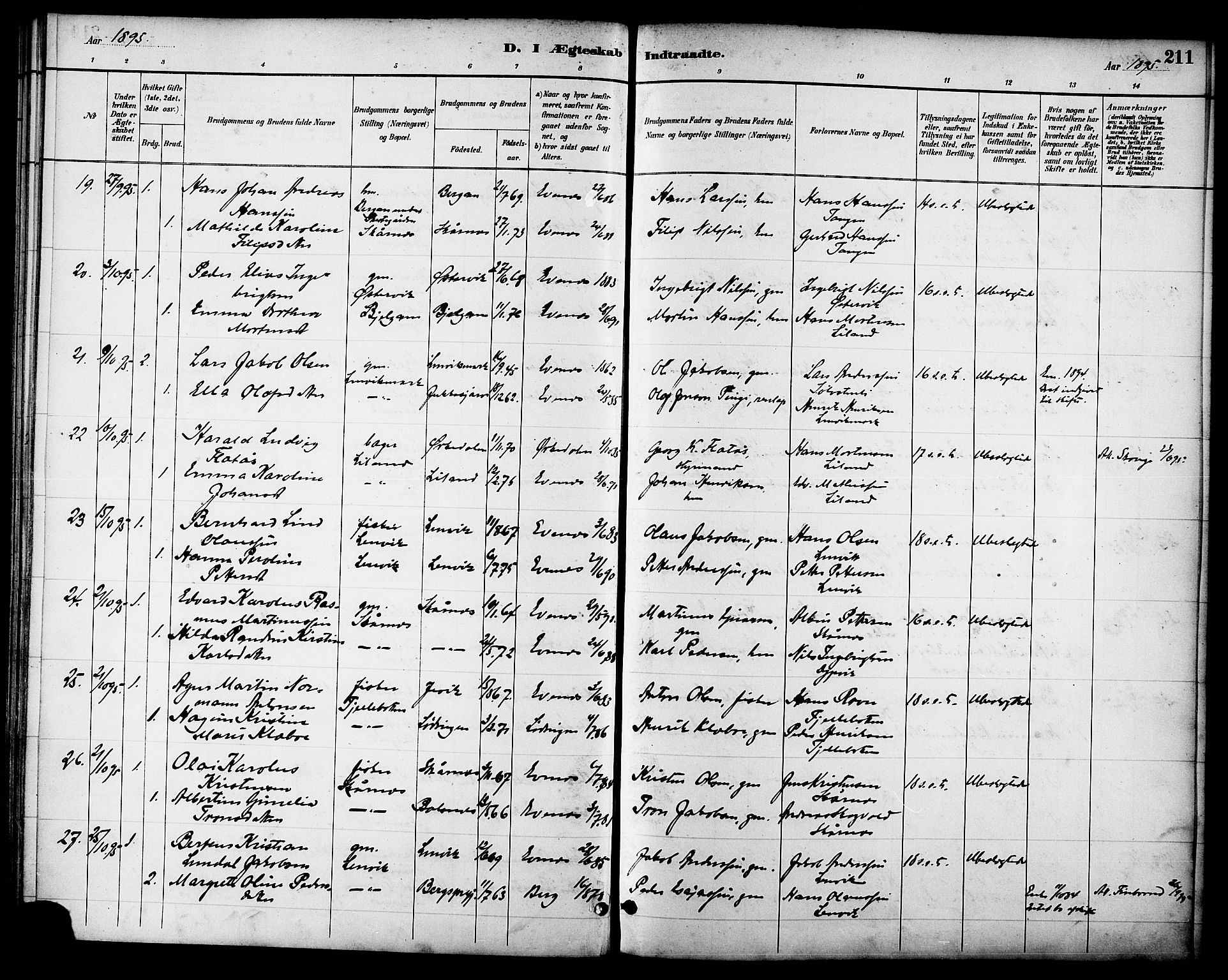 Ministerialprotokoller, klokkerbøker og fødselsregistre - Nordland, AV/SAT-A-1459/863/L0898: Parish register (official) no. 863A10, 1886-1897, p. 211