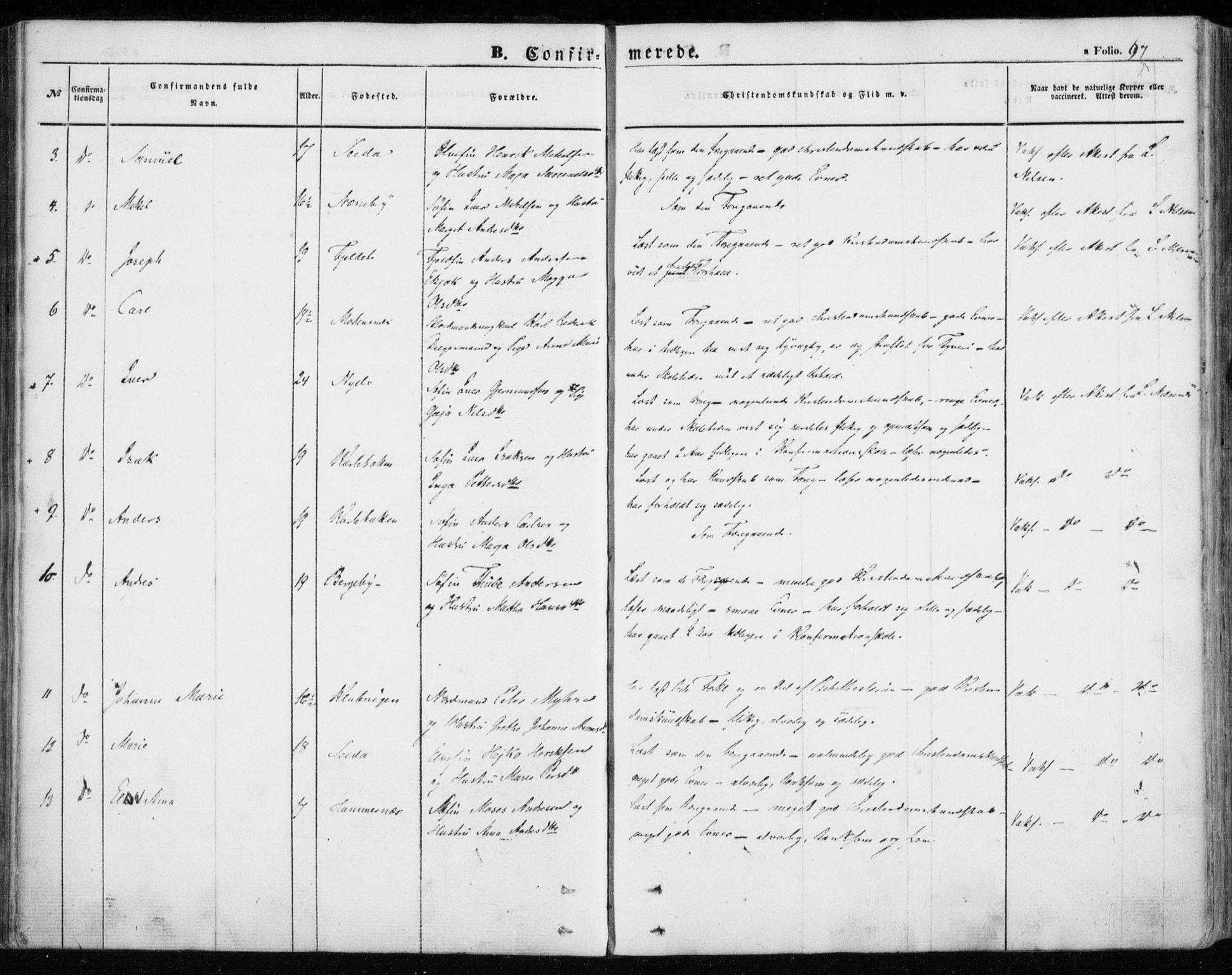 Nesseby sokneprestkontor, SATØ/S-1330/H/Ha/L0002kirke: Parish register (official) no. 2, 1856-1864, p. 97