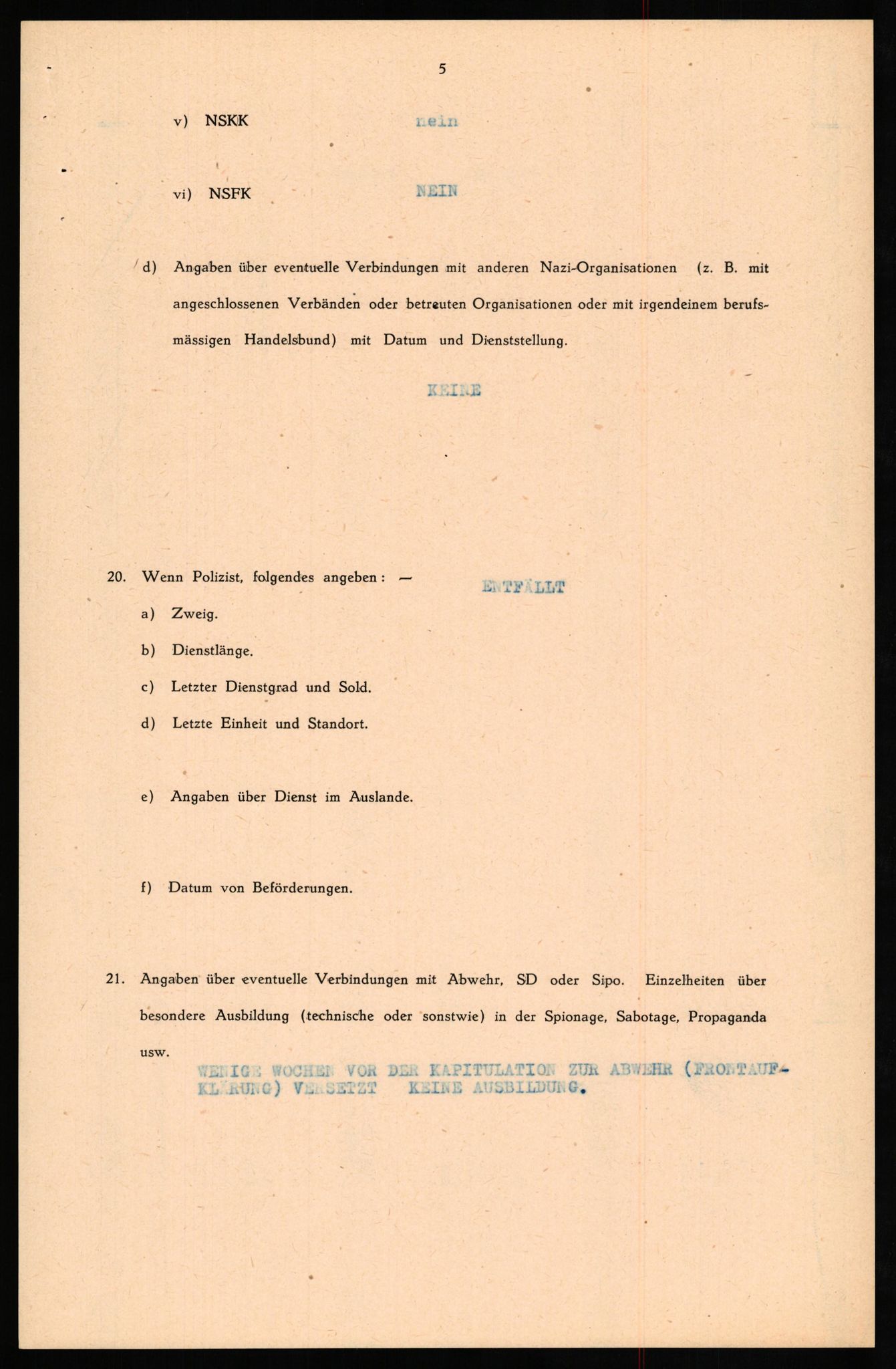 Forsvaret, Forsvarets overkommando II, AV/RA-RAFA-3915/D/Db/L0024: CI Questionaires. Tyske okkupasjonsstyrker i Norge. Tyskere., 1945-1946, p. 60