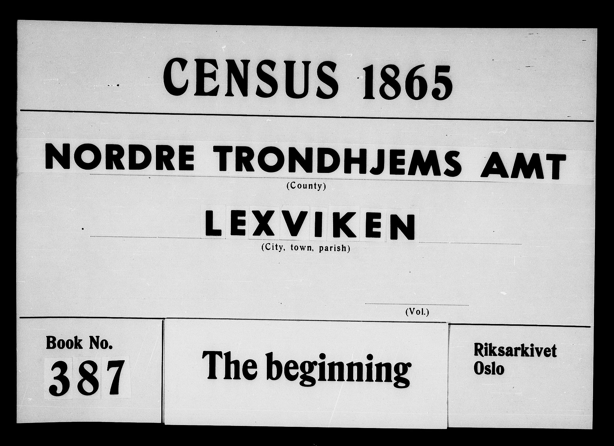 RA, 1865 census for Leksvik, 1865, p. 1