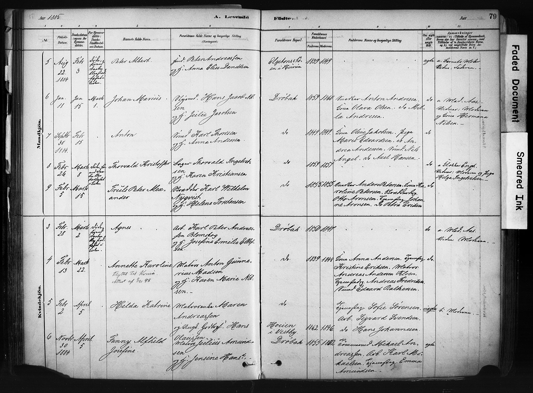 Drøbak prestekontor Kirkebøker, AV/SAO-A-10142a/F/Fb/L0001: Parish register (official) no. II 1, 1878-1891, p. 79