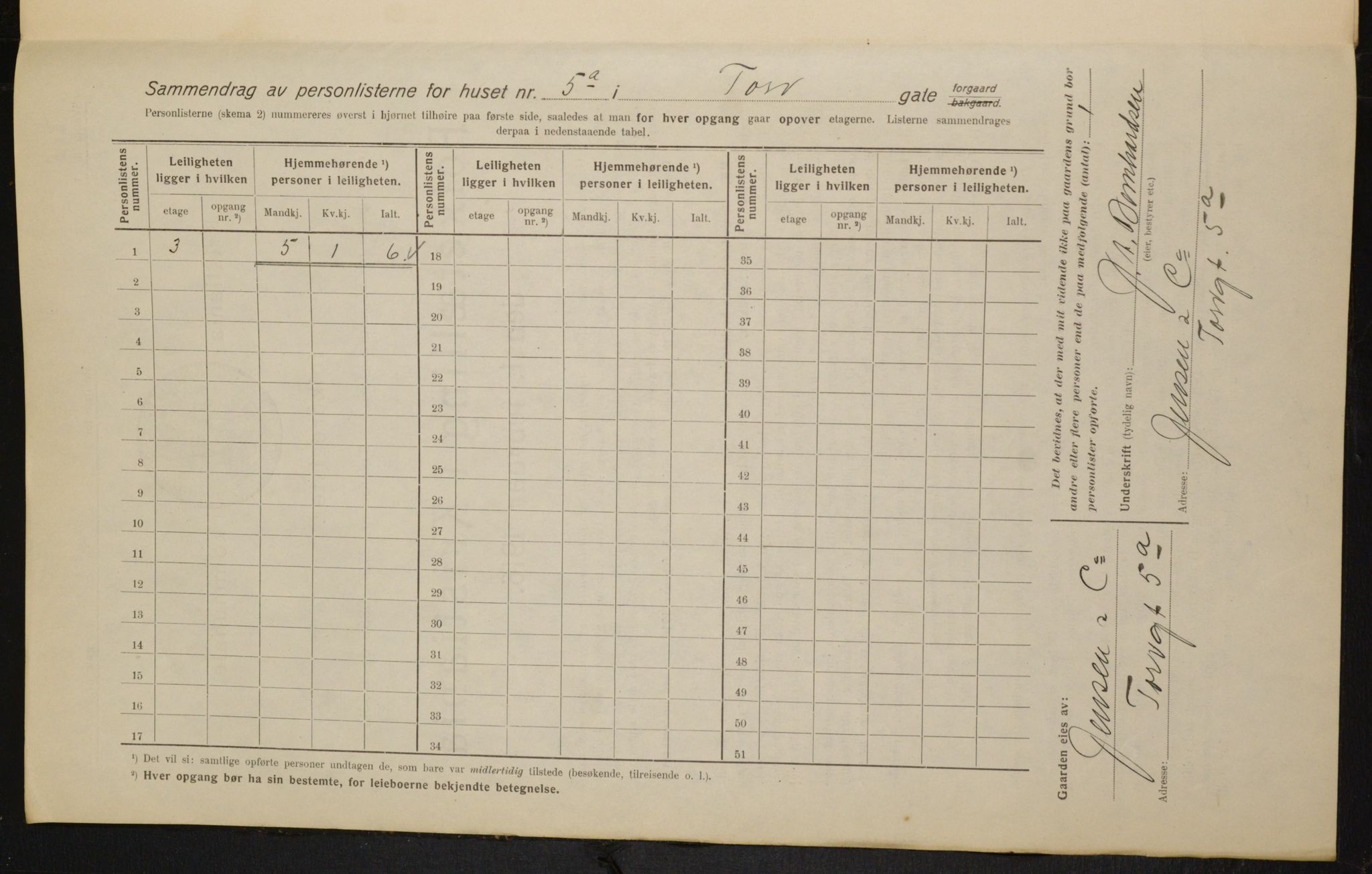 OBA, Municipal Census 1916 for Kristiania, 1916, p. 117113