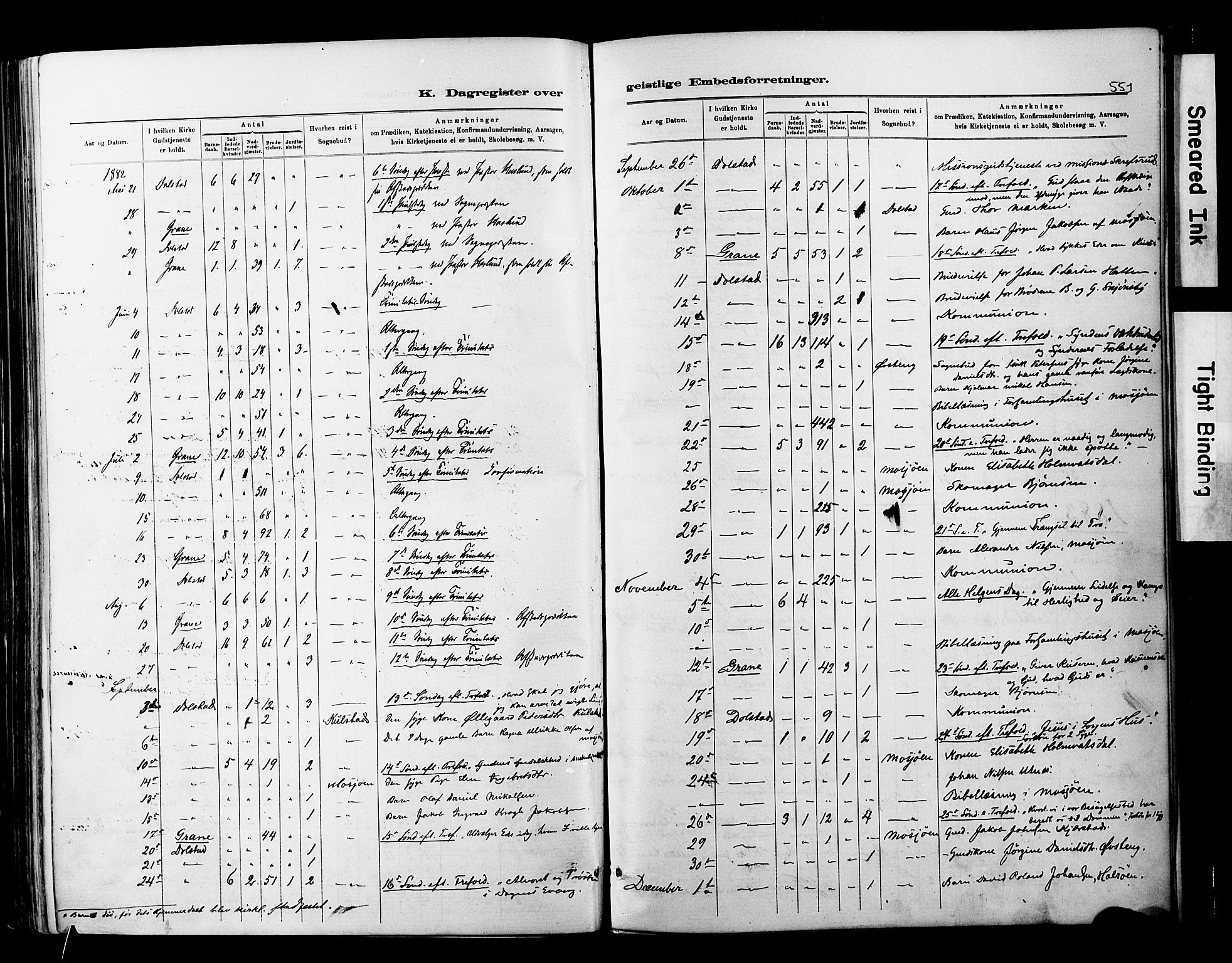 Ministerialprotokoller, klokkerbøker og fødselsregistre - Nordland, SAT/A-1459/820/L0295: Parish register (official) no. 820A16, 1880-1896, p. 551