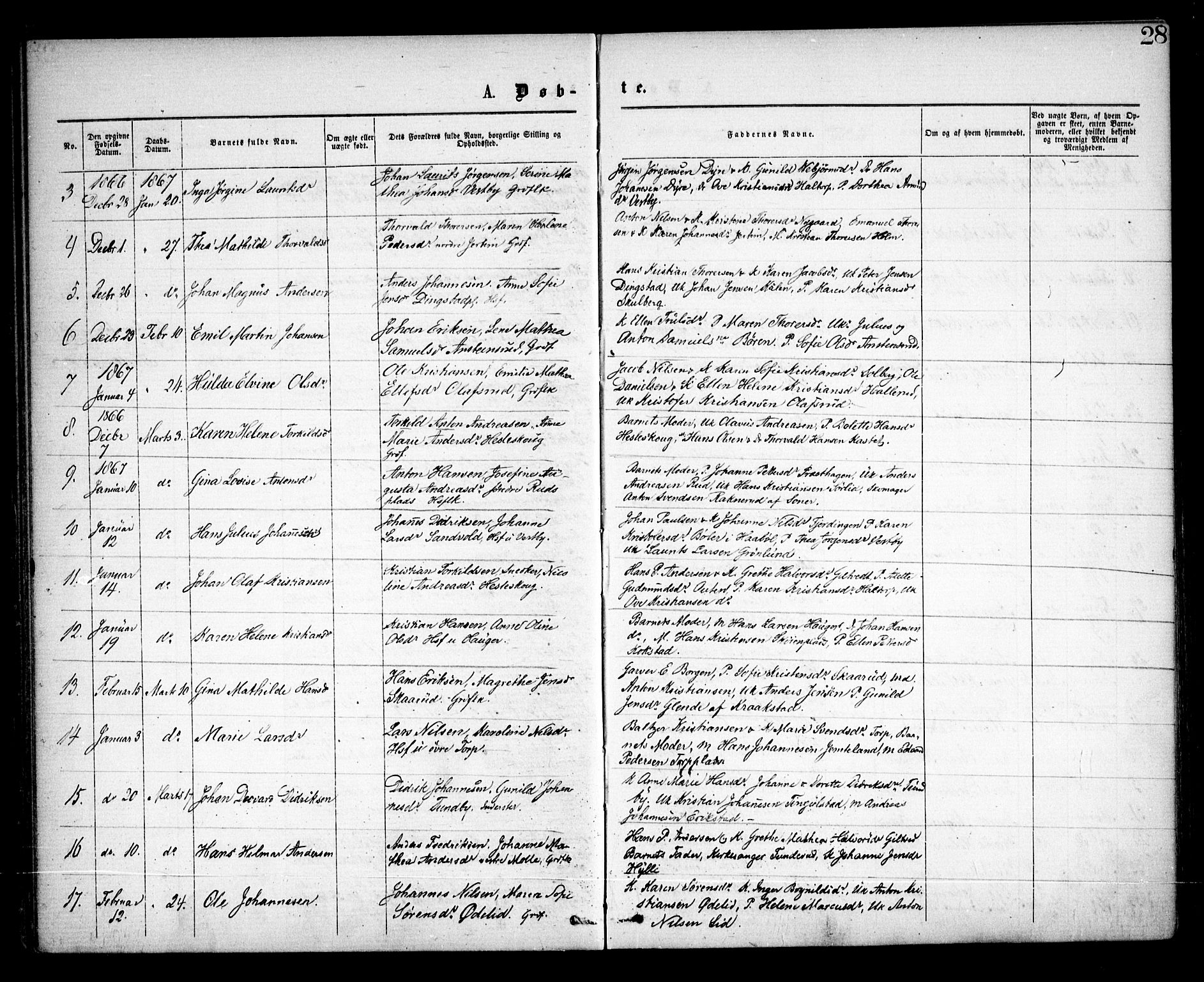 Spydeberg prestekontor Kirkebøker, AV/SAO-A-10924/F/Fa/L0006: Parish register (official) no. I 6, 1863-1874, p. 28