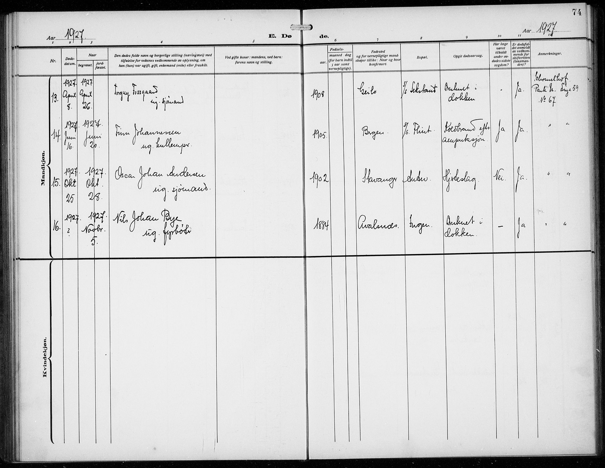 Den norske sjømannsmisjon i utlandet/Antwerpen, SAB/SAB/PA-0105/H/Ha/L0003: Parish register (official) no. A 3, 1914-1930, p. 74