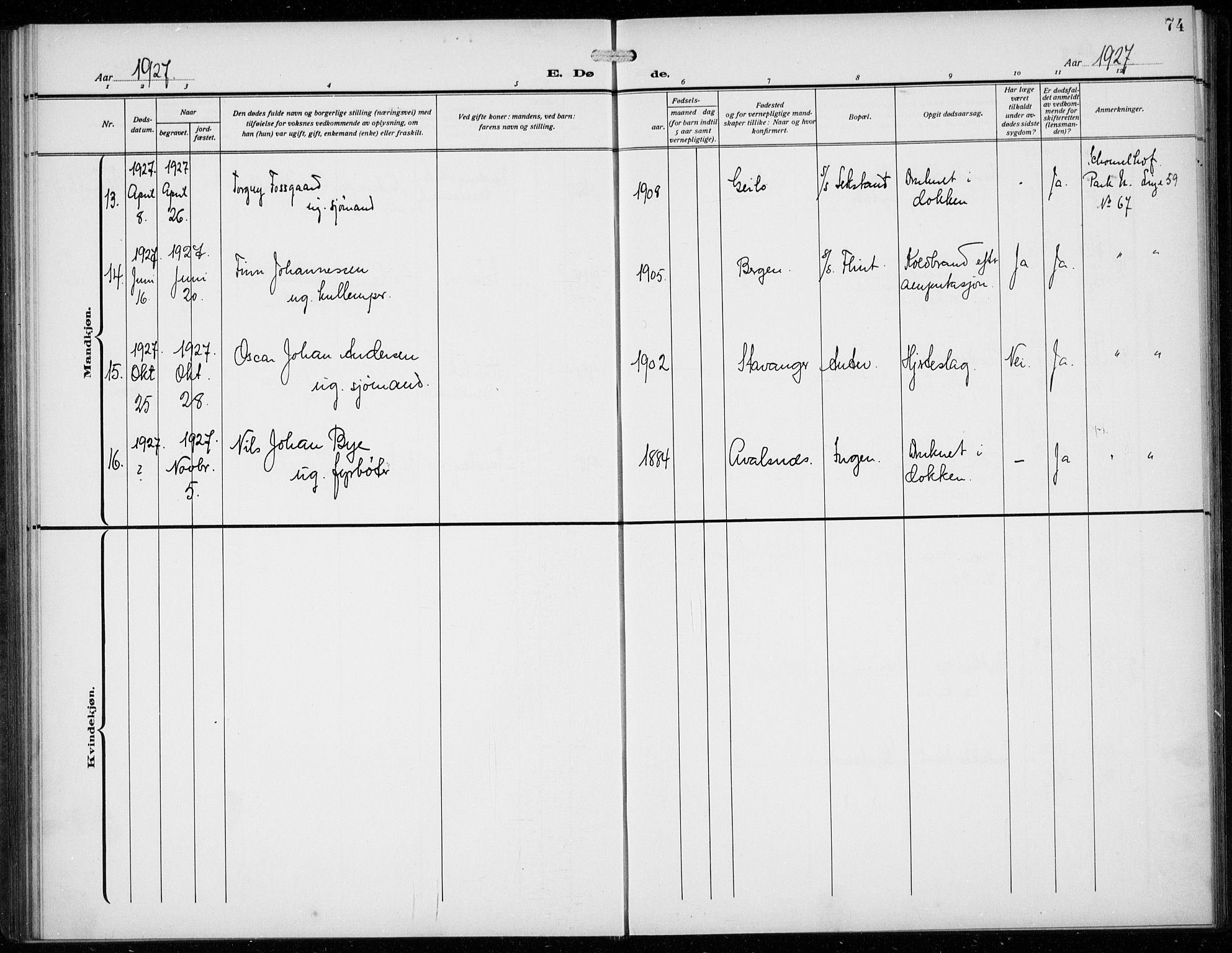 Den norske sjømannsmisjon i utlandet/Antwerpen, AV/SAB-SAB/PA-0105/H/Ha/L0003: Parish register (official) no. A 3, 1914-1930, p. 74