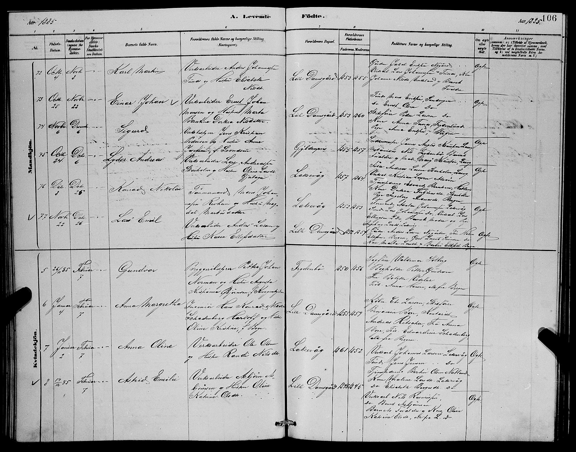 Laksevåg Sokneprestembete, SAB/A-76501/H/Ha/Hab/Haba/L0002: Parish register (copy) no. A 2, 1877-1887, p. 106