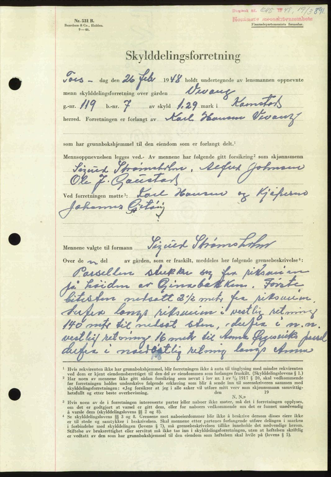 Nordmøre sorenskriveri, AV/SAT-A-4132/1/2/2Ca: Mortgage book no. A107, 1947-1948, Diary no: : 645/1948