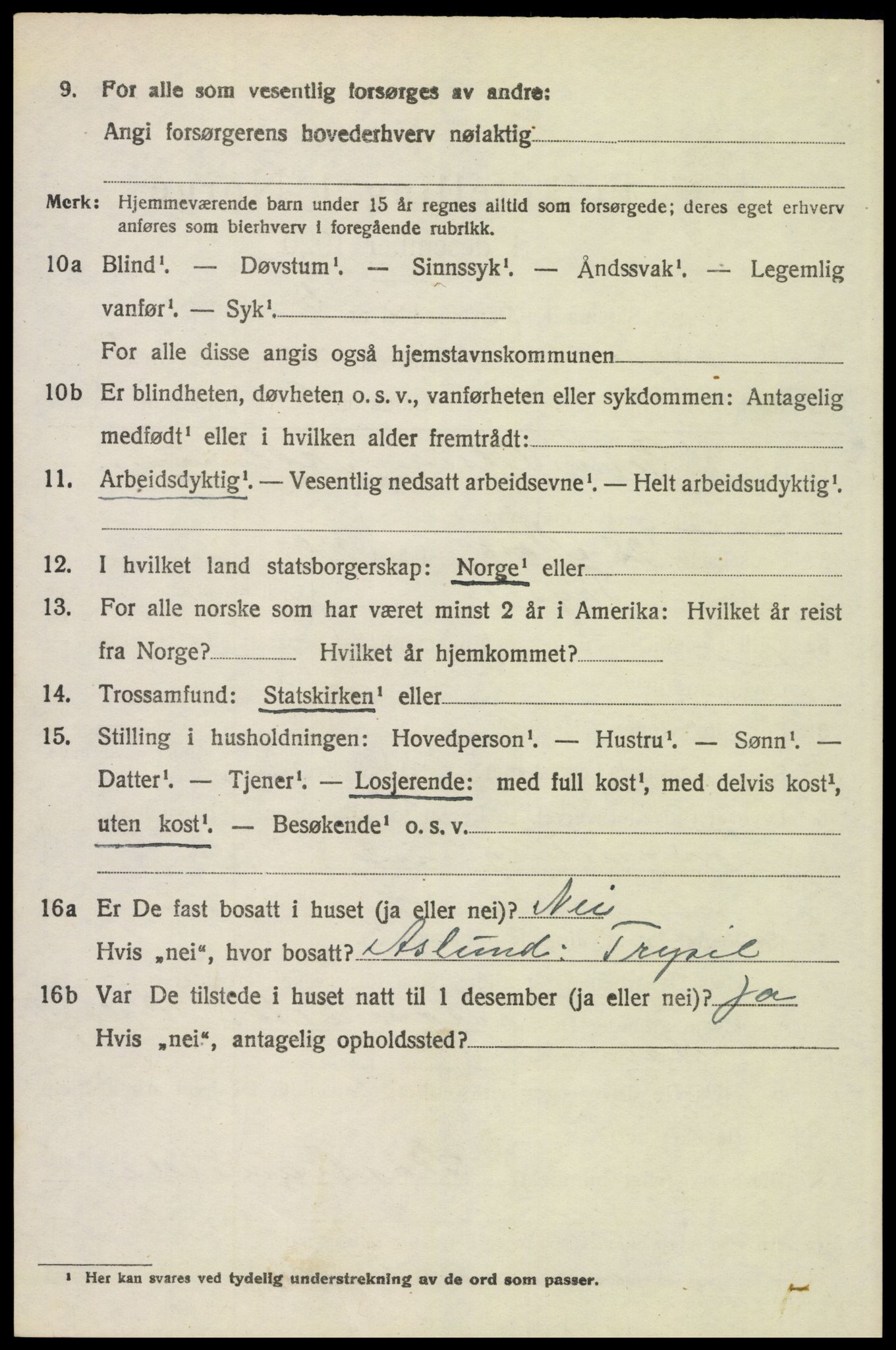 SAH, 1920 census for Trysil, 1920, p. 5232