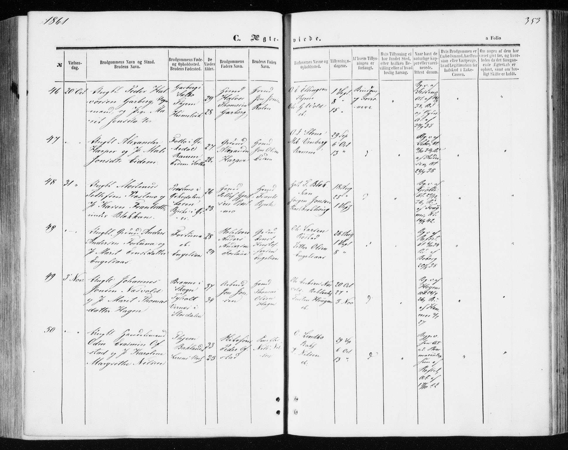 Ministerialprotokoller, klokkerbøker og fødselsregistre - Sør-Trøndelag, SAT/A-1456/606/L0292: Parish register (official) no. 606A07, 1856-1865, p. 353