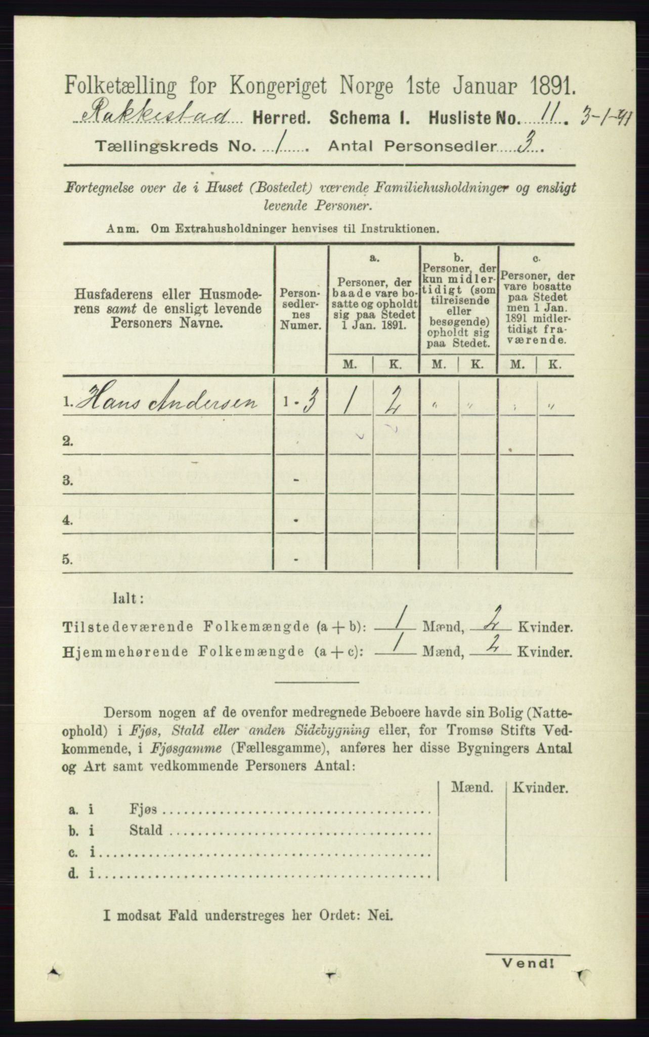 RA, 1891 census for 0128 Rakkestad, 1891, p. 52
