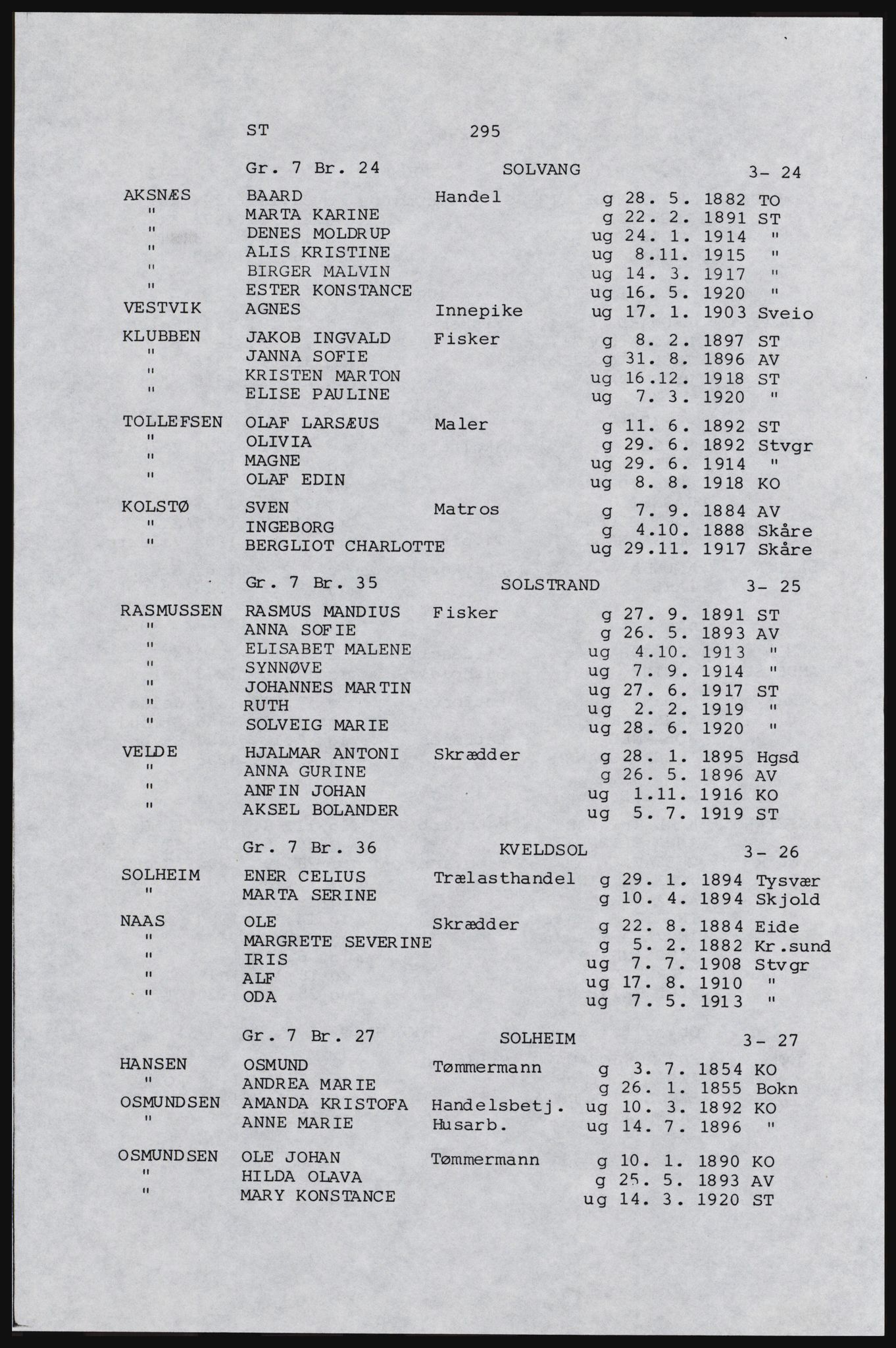 SAST, Copy of 1920 census for Karmøy, 1920, p. 315