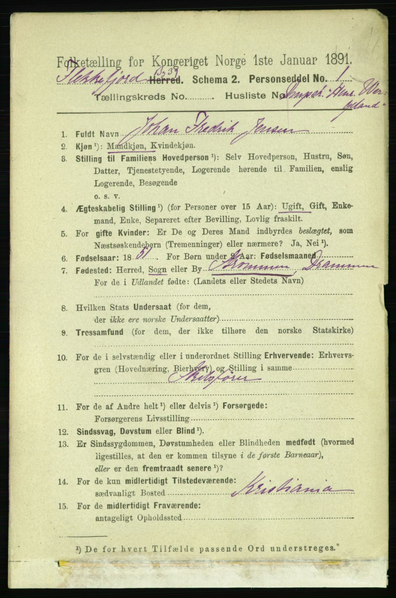 RA, 1891 census for 1004 Flekkefjord, 1891, p. 2353