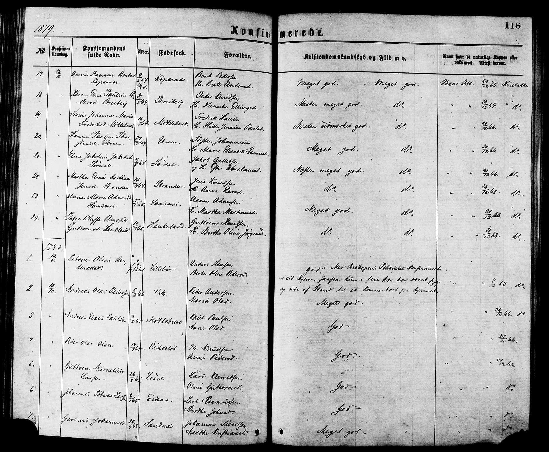 Ministerialprotokoller, klokkerbøker og fødselsregistre - Møre og Romsdal, AV/SAT-A-1454/502/L0024: Parish register (official) no. 502A02, 1873-1884, p. 116