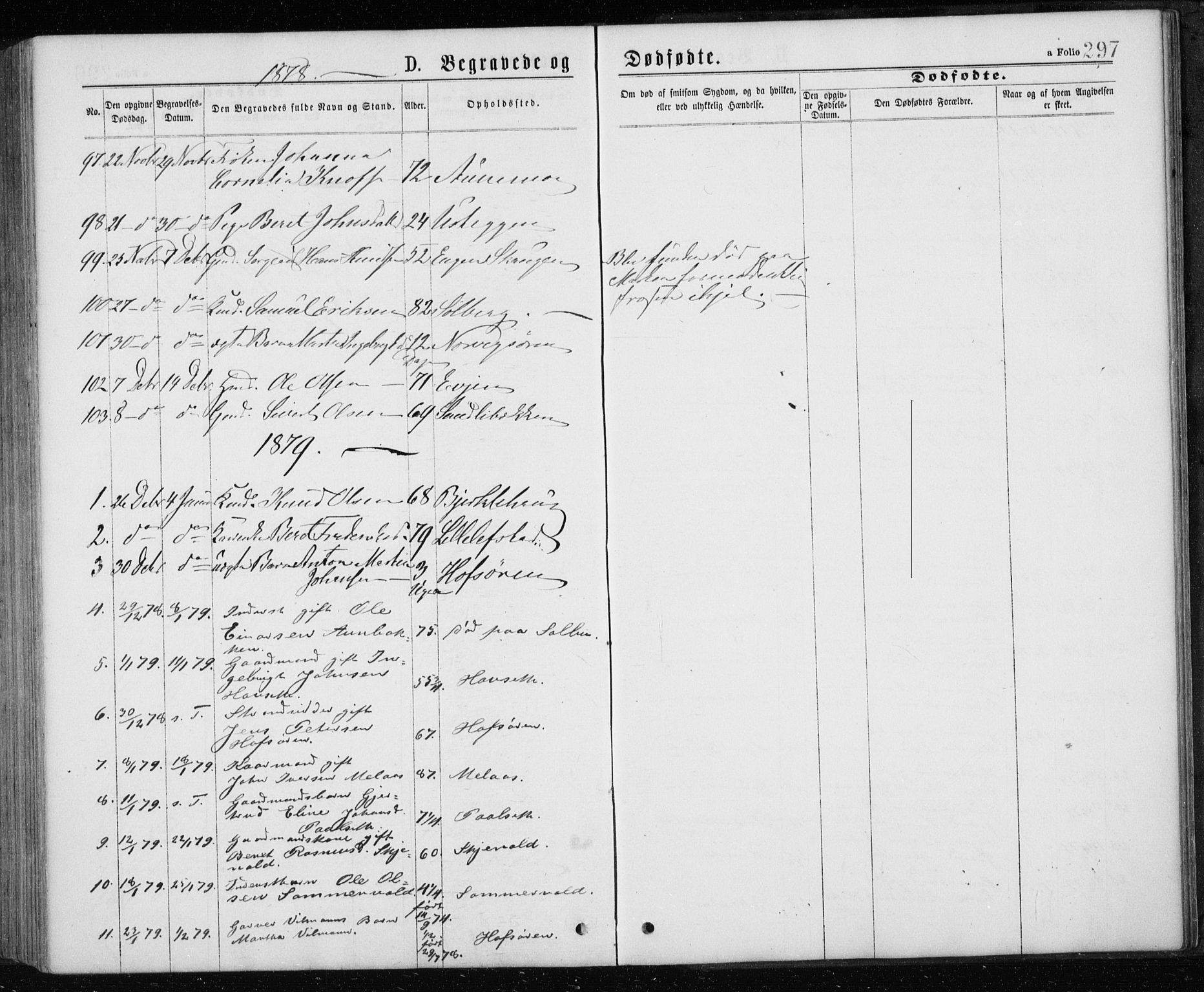 Ministerialprotokoller, klokkerbøker og fødselsregistre - Sør-Trøndelag, SAT/A-1456/668/L0817: Parish register (copy) no. 668C06, 1873-1884, p. 297