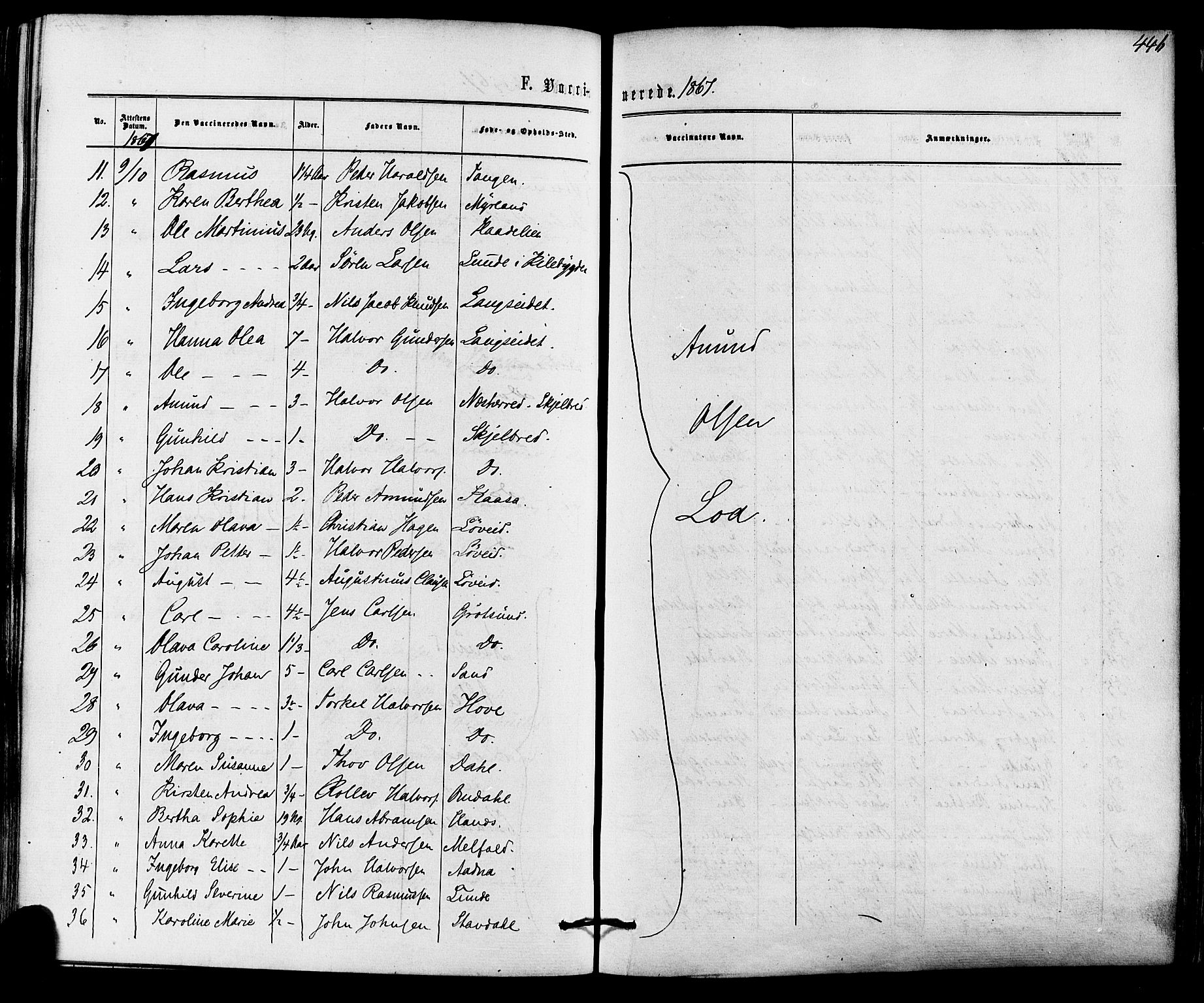 Solum kirkebøker, AV/SAKO-A-306/F/Fa/L0008: Parish register (official) no. I 8, 1865-1876, p. 446