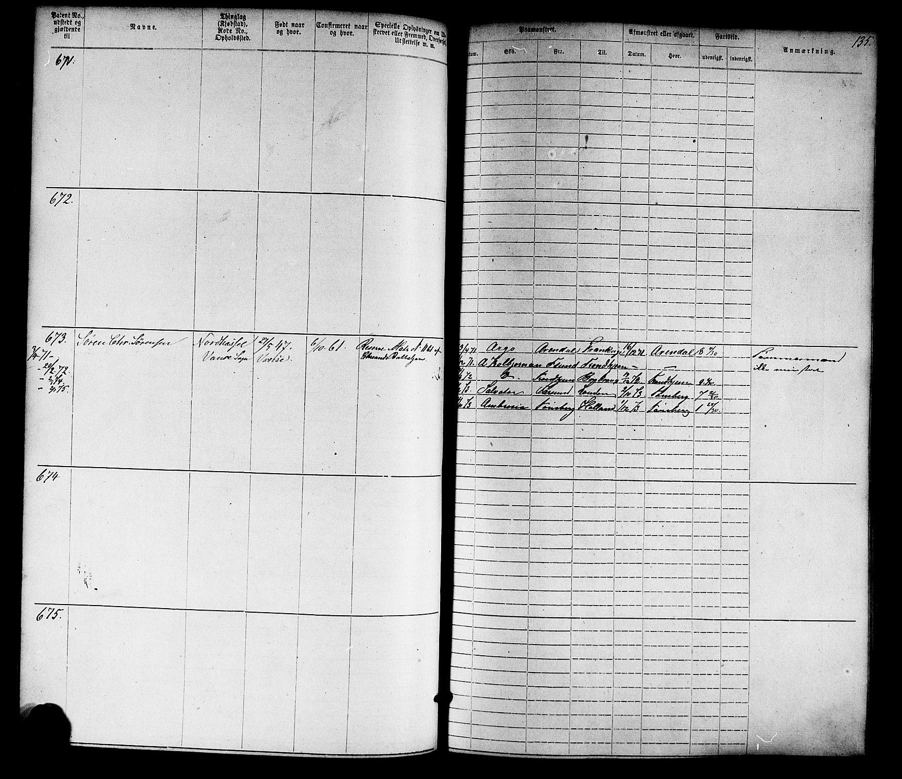 Farsund mønstringskrets, SAK/2031-0017/F/Fa/L0005: Annotasjonsrulle nr 1-1910 med register, Z-2, 1869-1877, p. 163