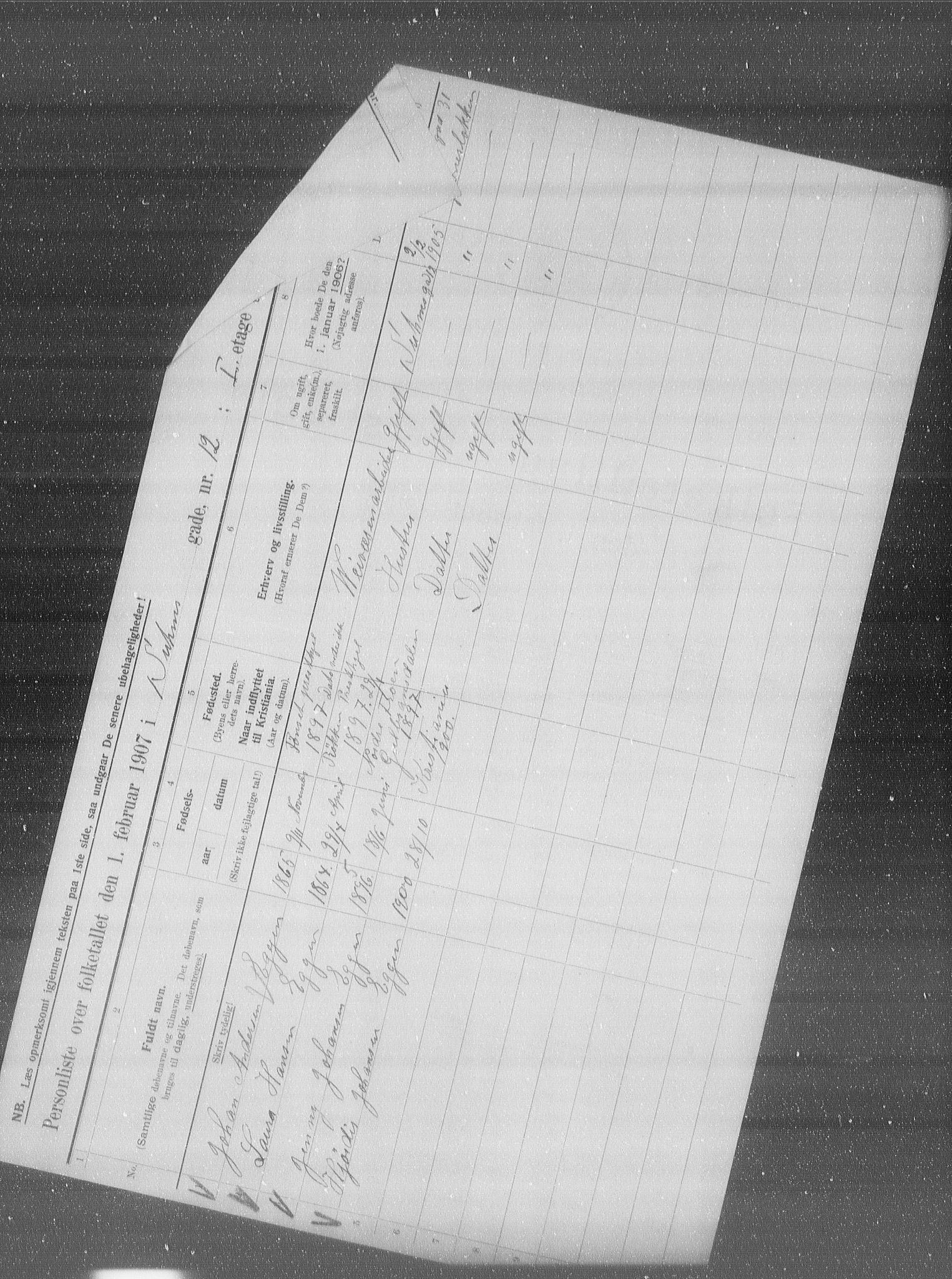 OBA, Municipal Census 1907 for Kristiania, 1907, p. 53287