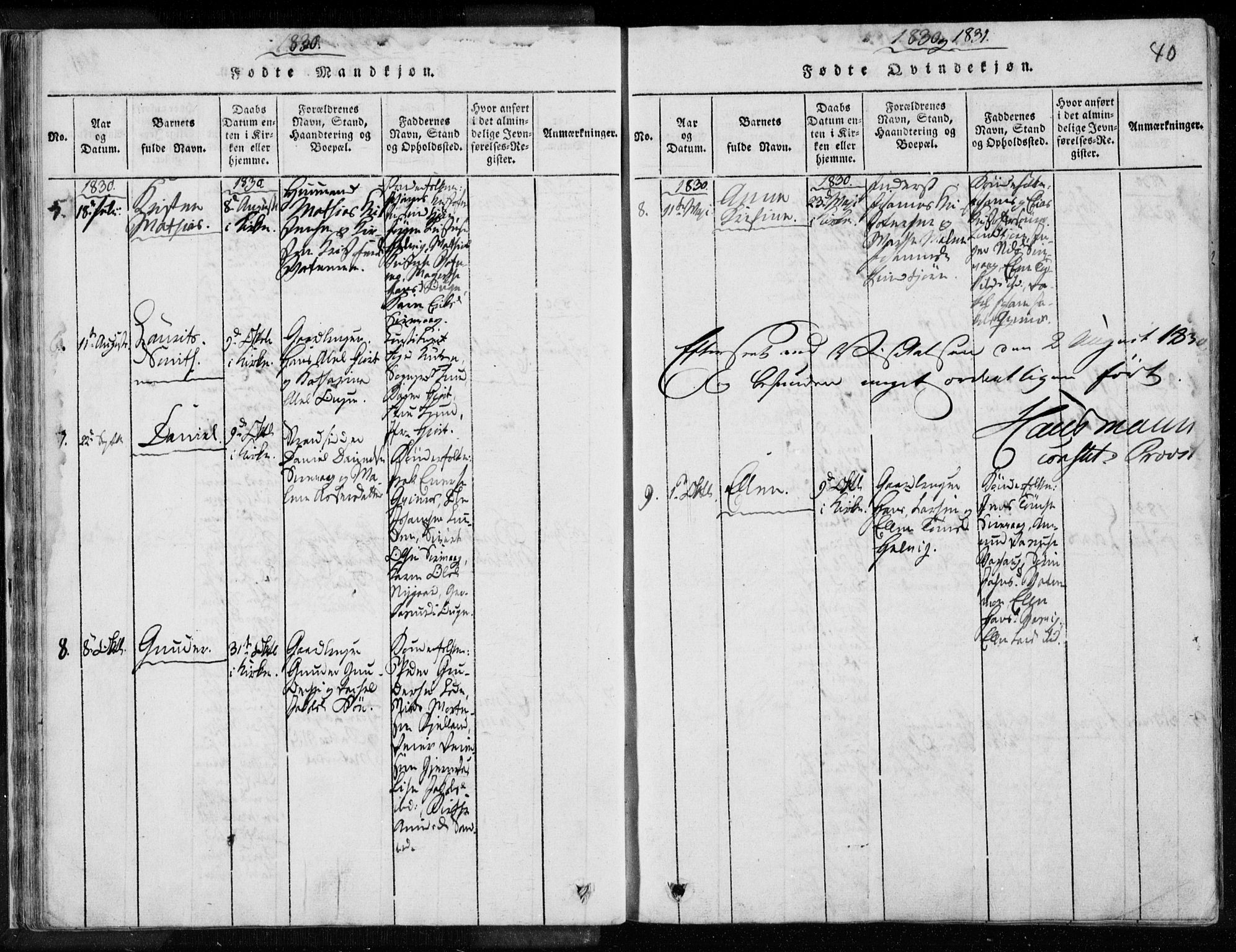 Eigersund sokneprestkontor, SAST/A-101807/S08/L0008: Parish register (official) no. A 8, 1816-1847, p. 40