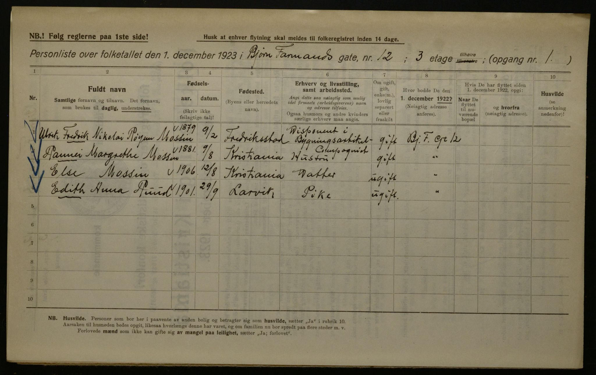 OBA, Municipal Census 1923 for Kristiania, 1923, p. 7730