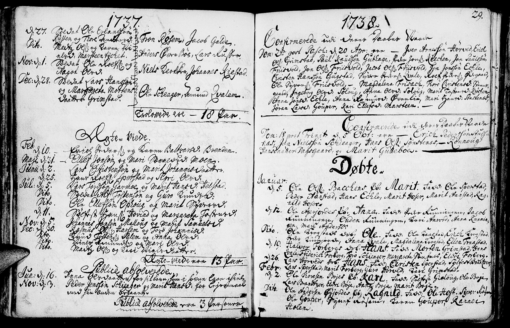 Lom prestekontor, SAH/PREST-070/K/L0001: Parish register (official) no. 1, 1733-1748, p. 29