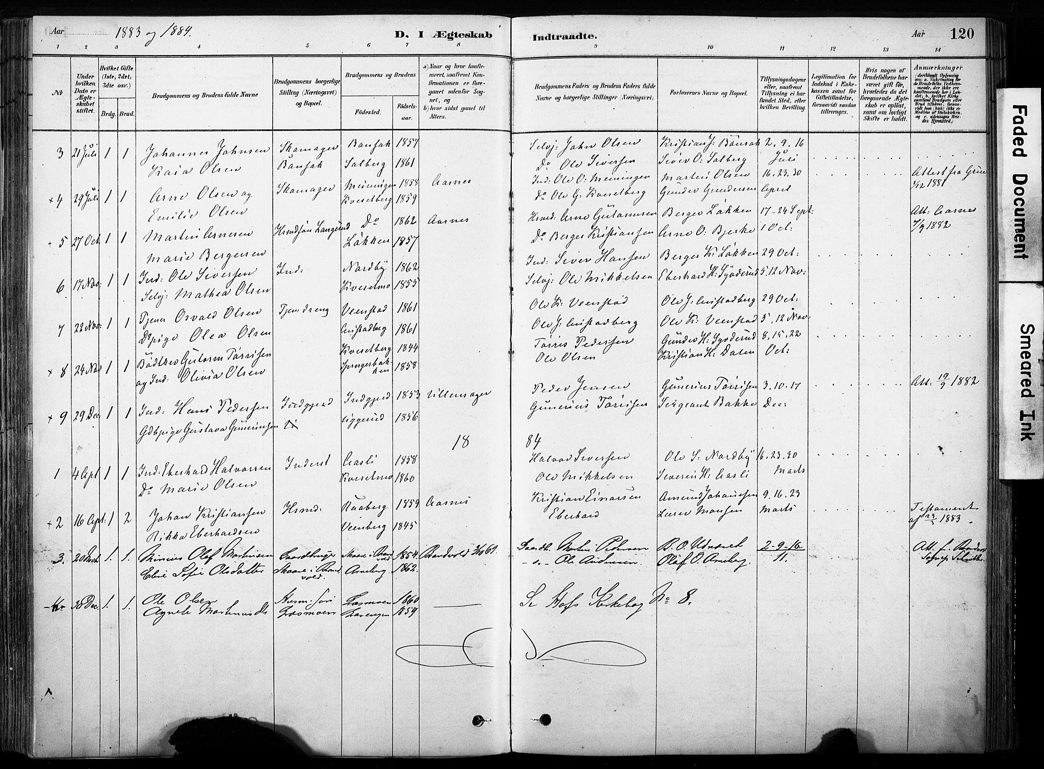 Hof prestekontor, SAH/PREST-038/H/Ha/Haa/L0011: Parish register (official) no. 11, 1879-1911, p. 120