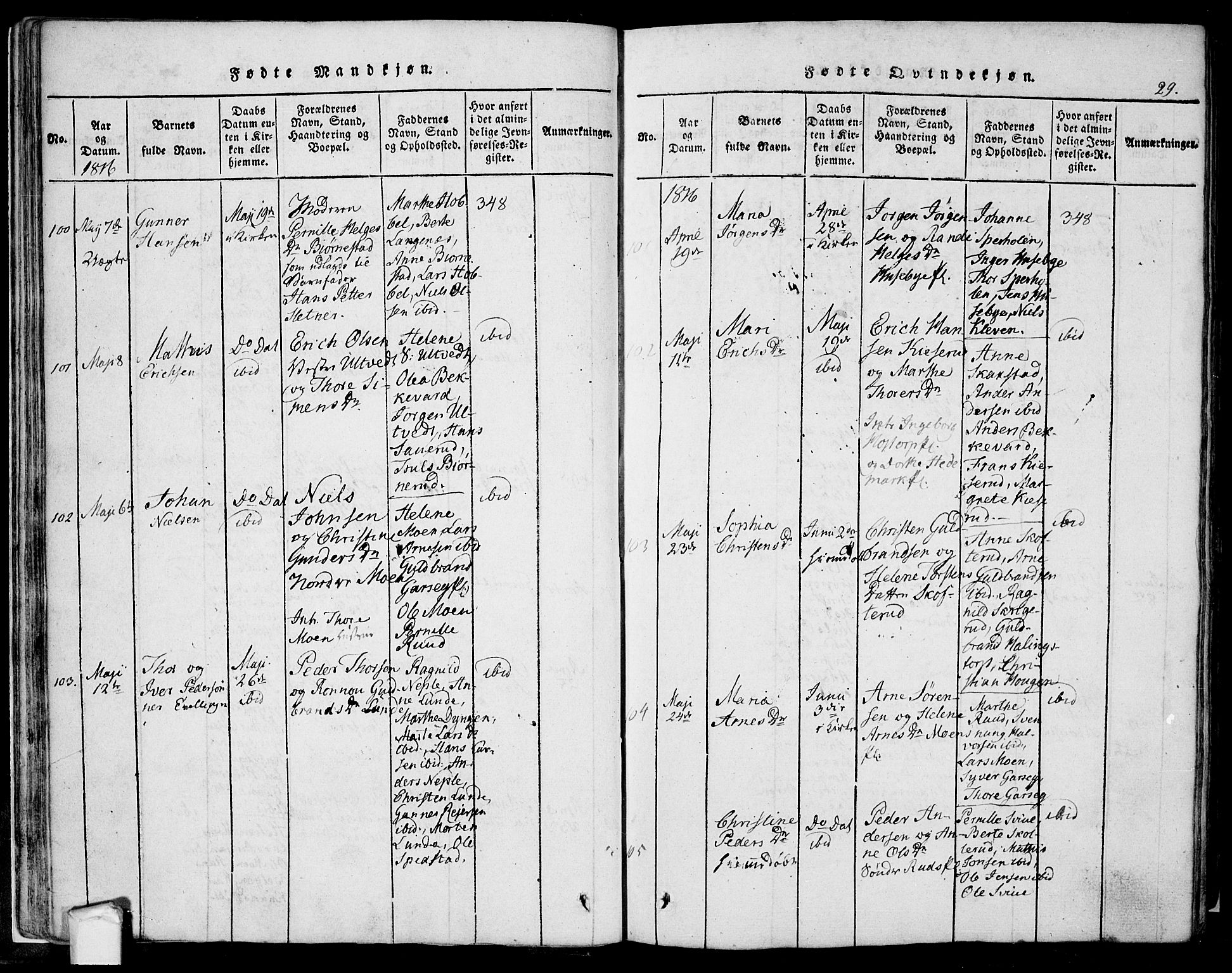 Eidsberg prestekontor Kirkebøker, AV/SAO-A-10905/F/Fa/L0007: Parish register (official) no. I 7, 1814-1832, p. 29