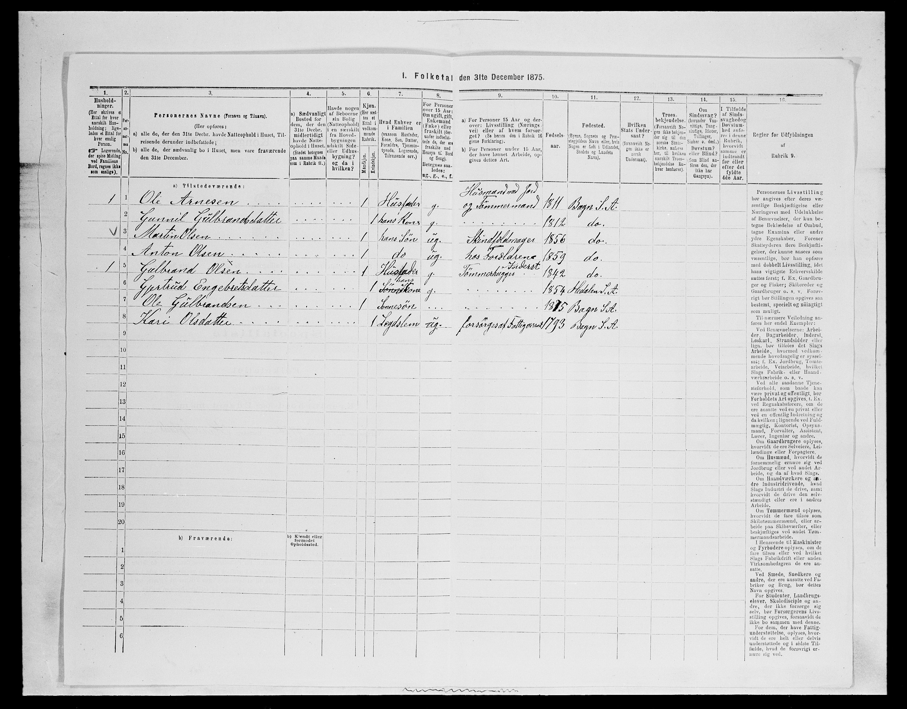 SAH, 1875 census for 0540P Sør-Aurdal, 1875, p. 733