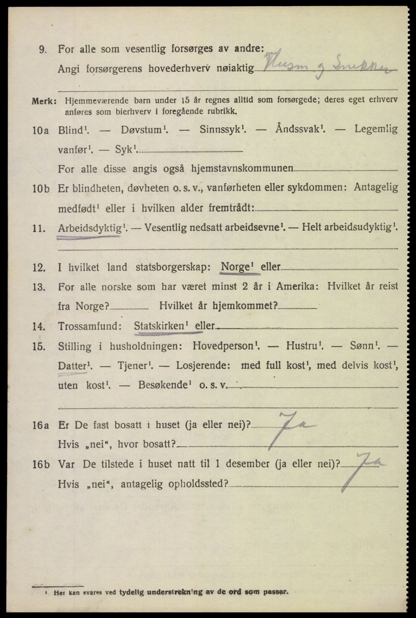 SAH, 1920 census for Øystre Slidre, 1920, p. 2852