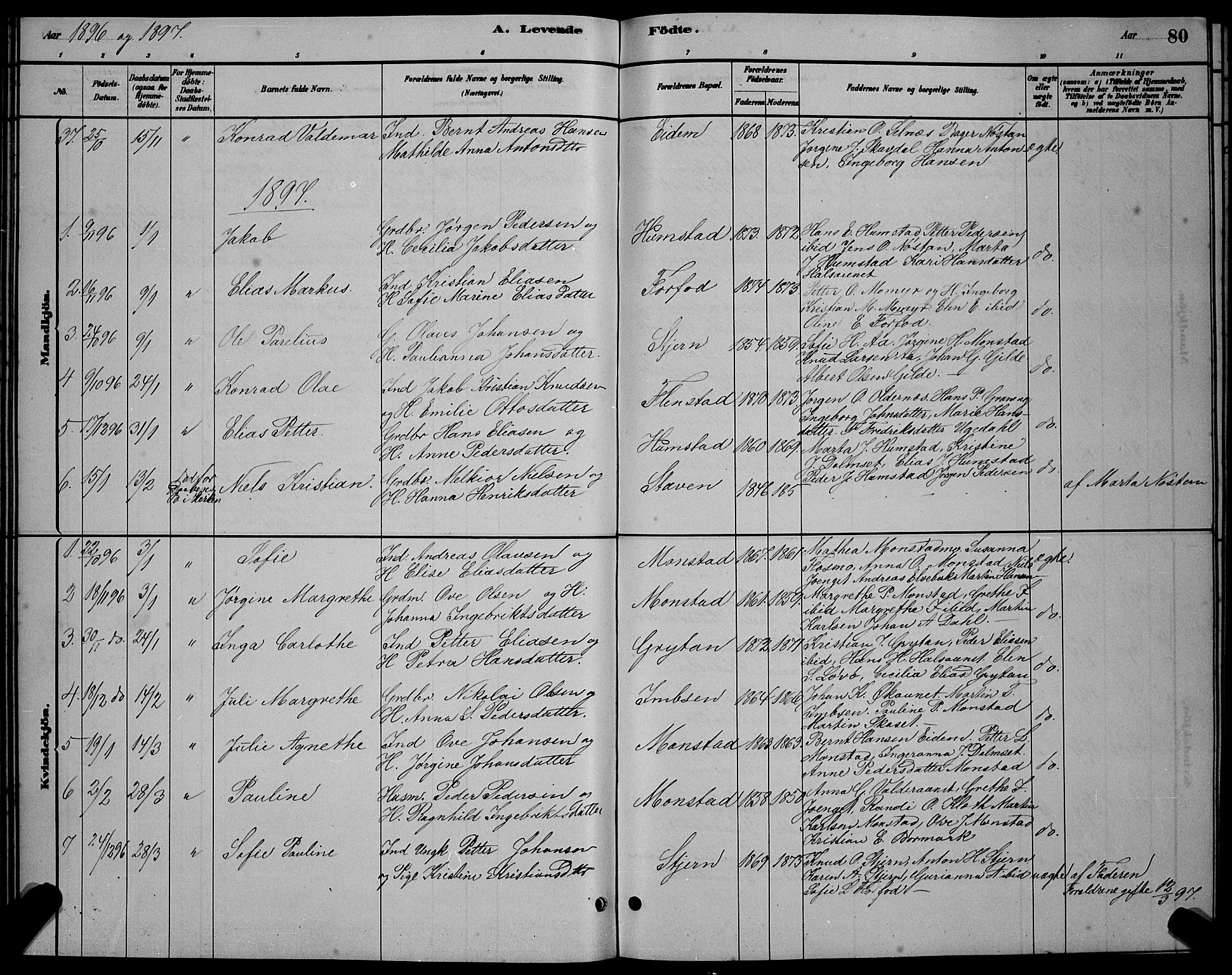 Ministerialprotokoller, klokkerbøker og fødselsregistre - Sør-Trøndelag, SAT/A-1456/655/L0687: Parish register (copy) no. 655C03, 1880-1898, p. 80