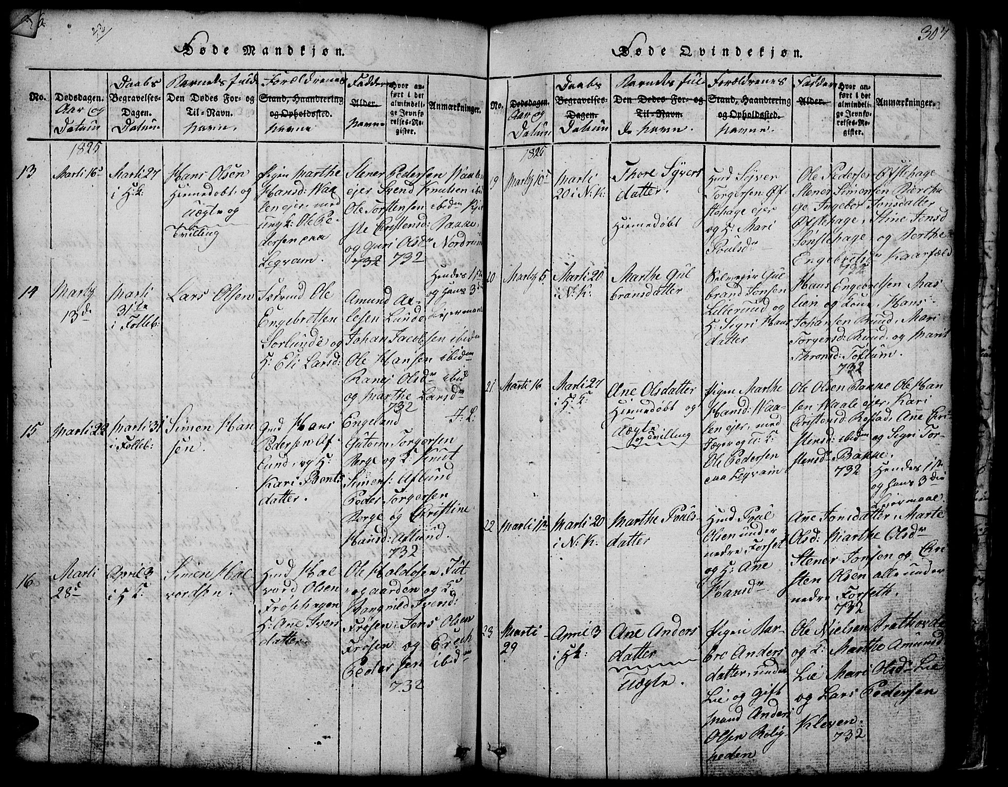 Gausdal prestekontor, AV/SAH-PREST-090/H/Ha/Hab/L0001: Parish register (copy) no. 1, 1817-1848, p. 306-307