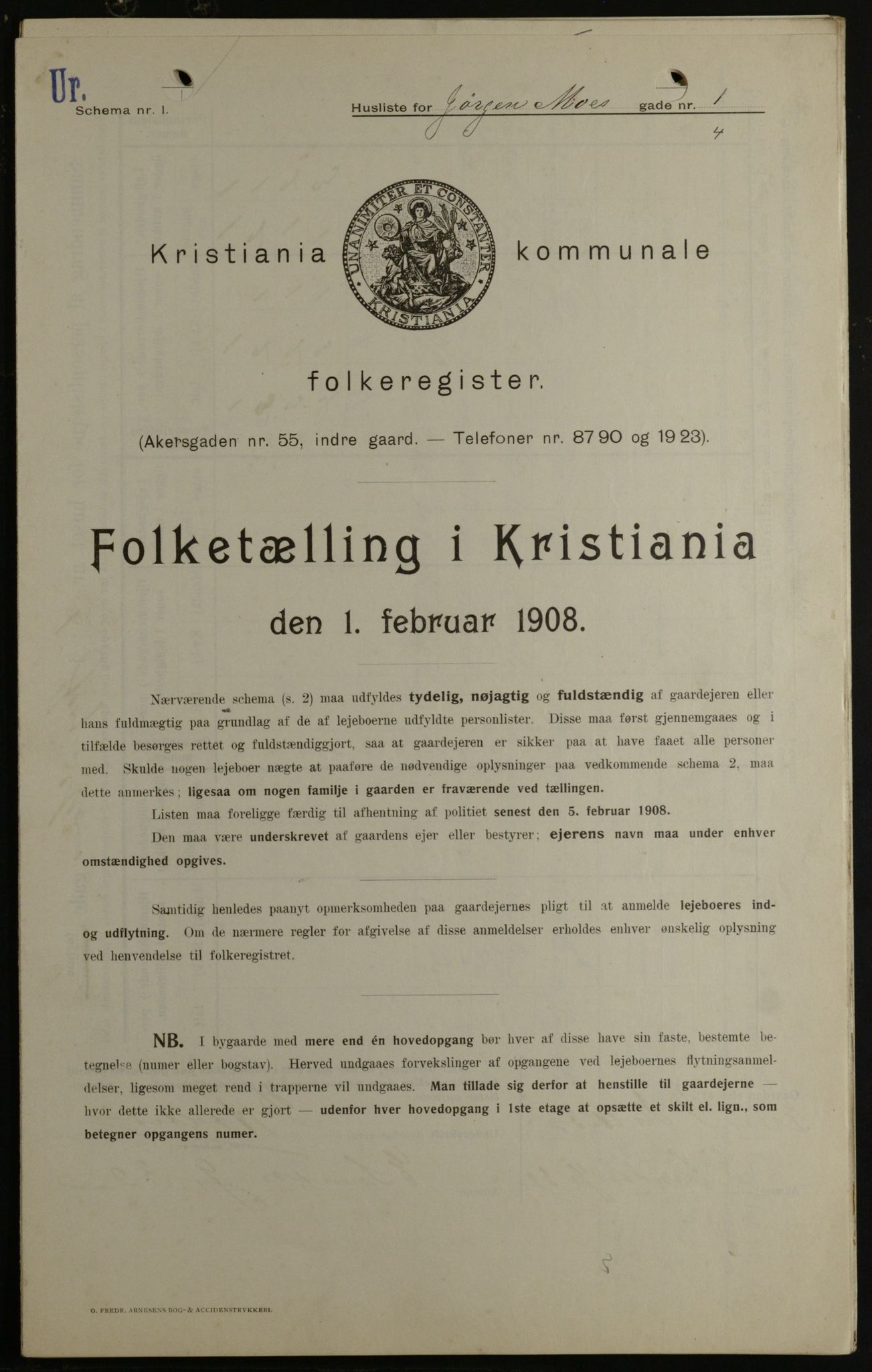 OBA, Municipal Census 1908 for Kristiania, 1908, p. 42642