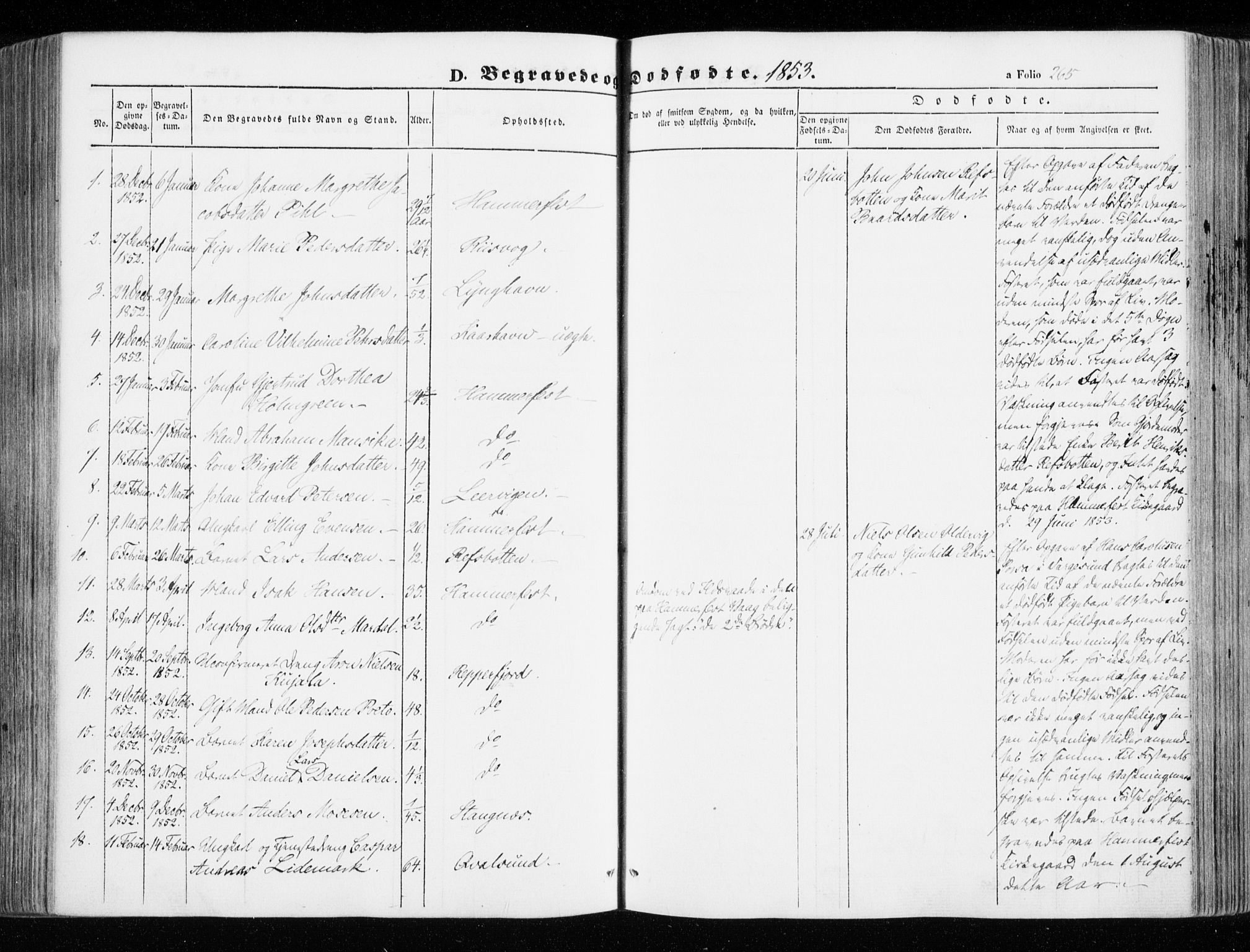 Hammerfest sokneprestkontor, SATØ/S-1347/H/Ha/L0004.kirke: Parish register (official) no. 4, 1843-1856, p. 265