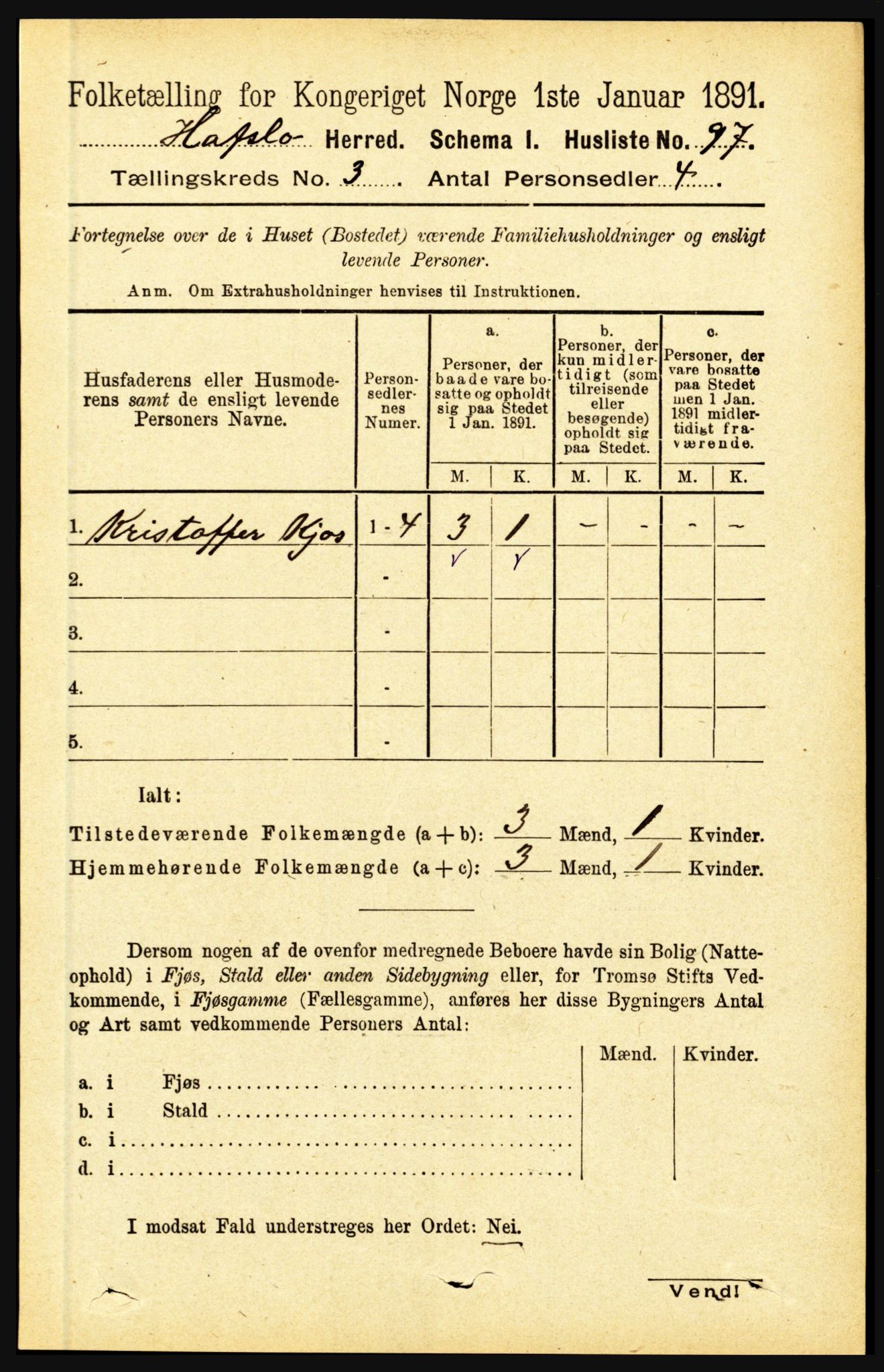 RA, 1891 census for 1425 Hafslo, 1891, p. 977