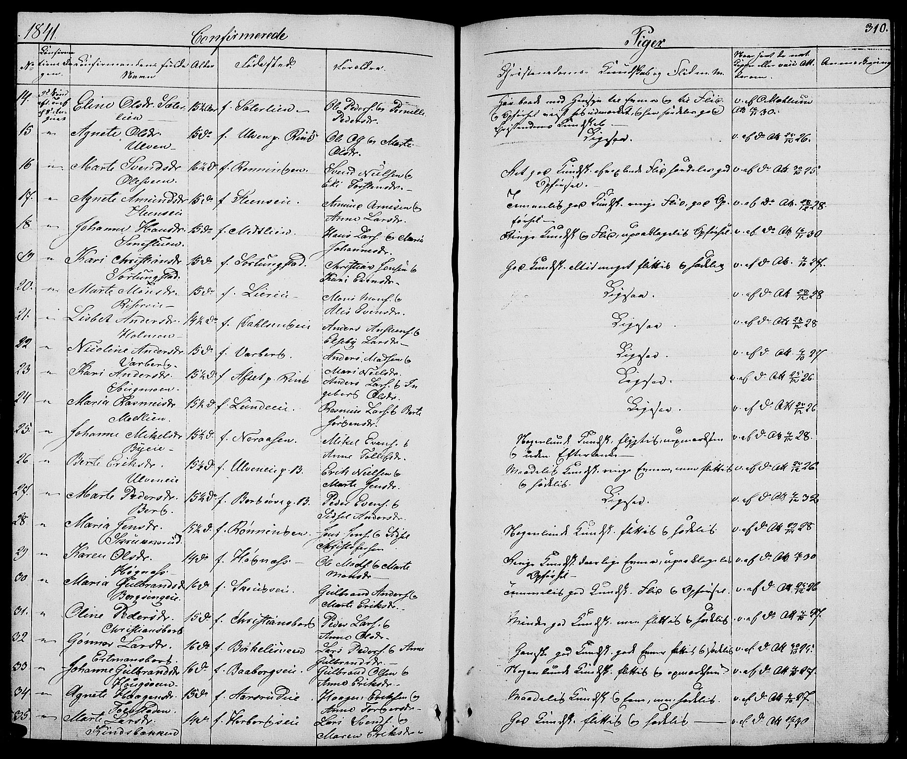 Ringsaker prestekontor, AV/SAH-PREST-014/L/La/L0005: Parish register (copy) no. 5, 1839-1850, p. 310