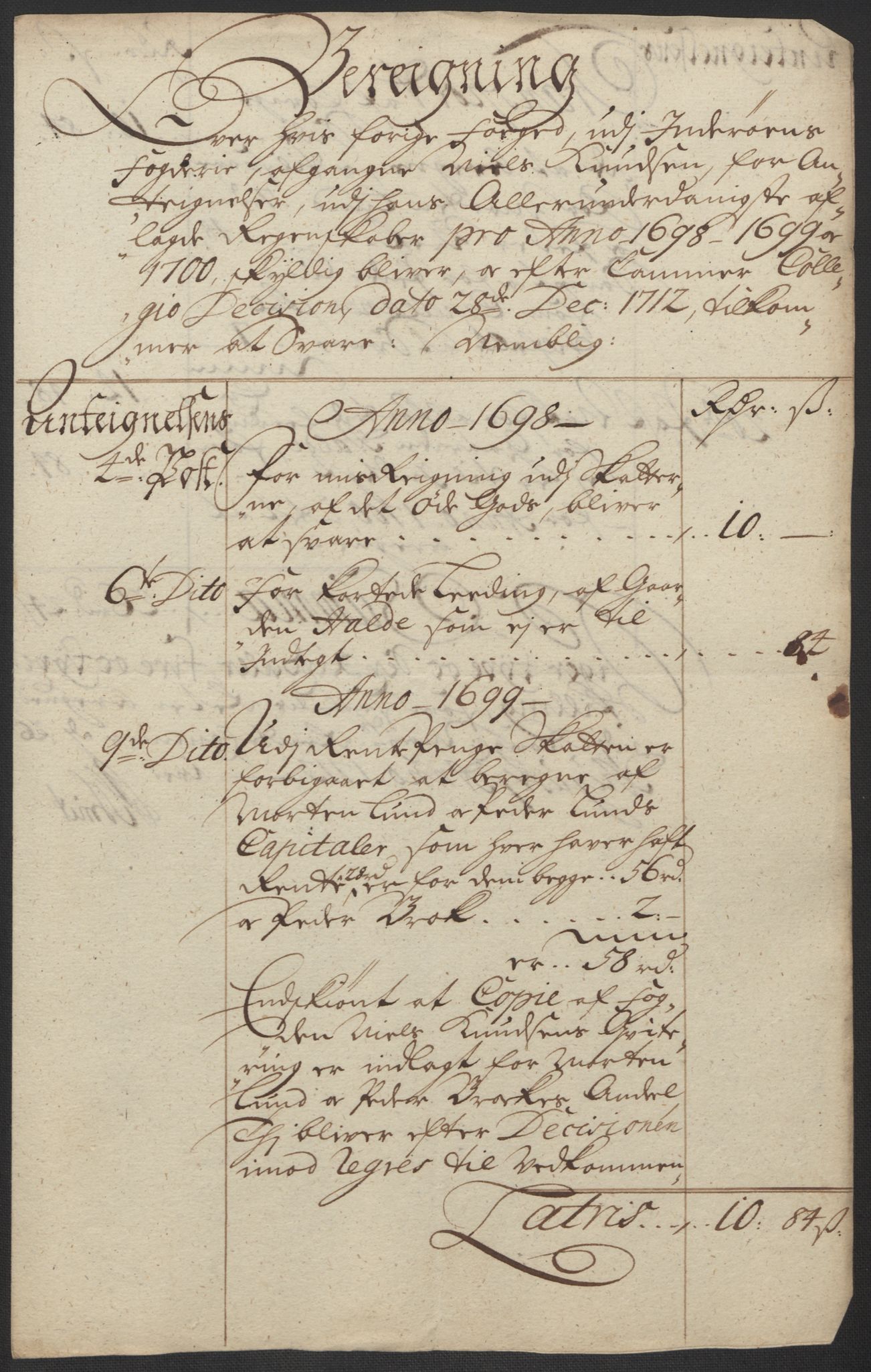 Rentekammeret inntil 1814, Reviderte regnskaper, Fogderegnskap, AV/RA-EA-4092/R63/L4311: Fogderegnskap Inderøy, 1700, p. 313