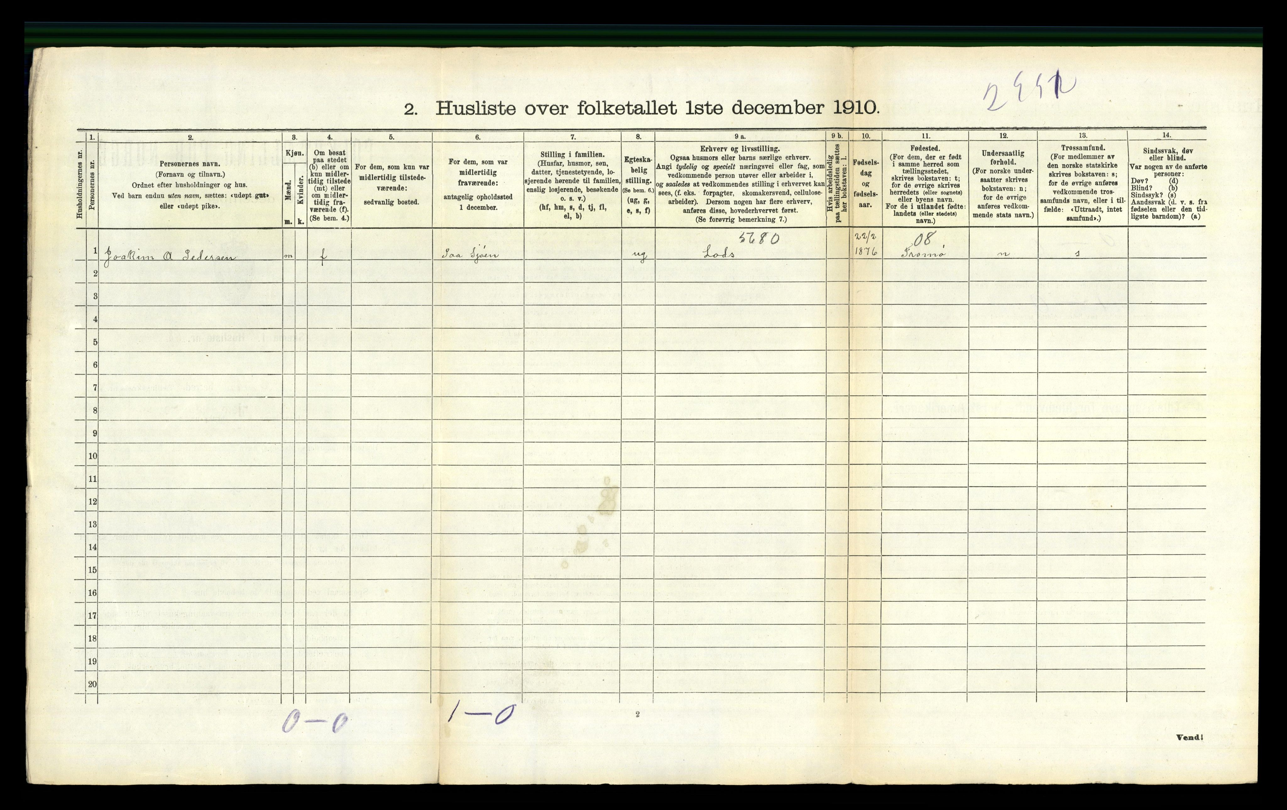 RA, 1910 census for Flosta, 1910, p. 616