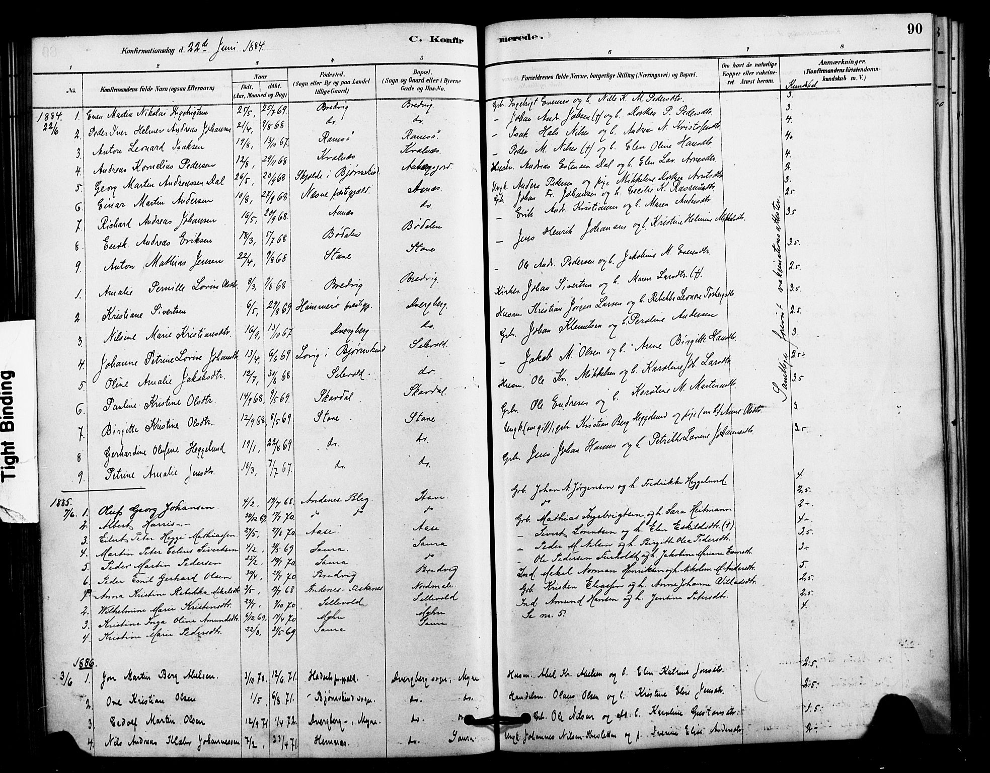 Ministerialprotokoller, klokkerbøker og fødselsregistre - Nordland, SAT/A-1459/897/L1399: Parish register (official) no. 897C06, 1881-1896, p. 90