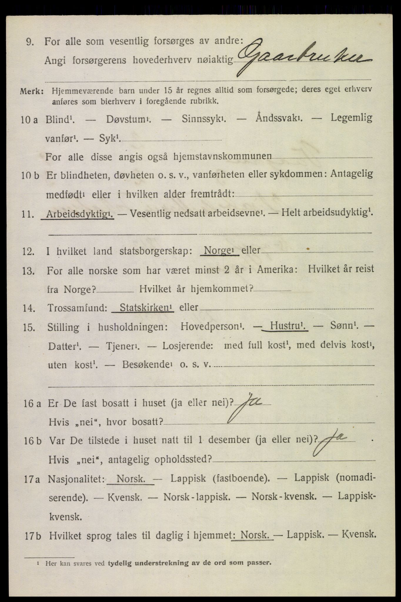 SAT, 1920 census for Vågan, 1920, p. 8126