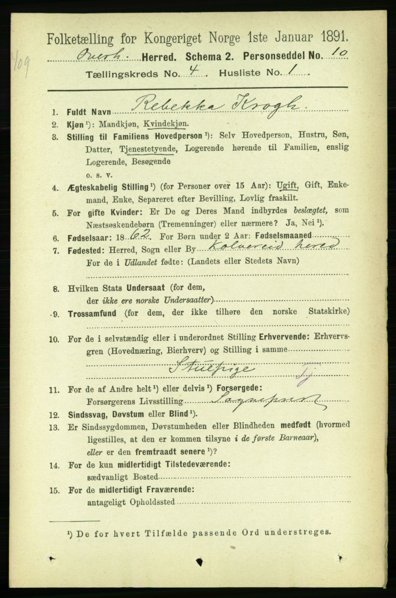 RA, 1891 census for 1744 Overhalla, 1891, p. 1107